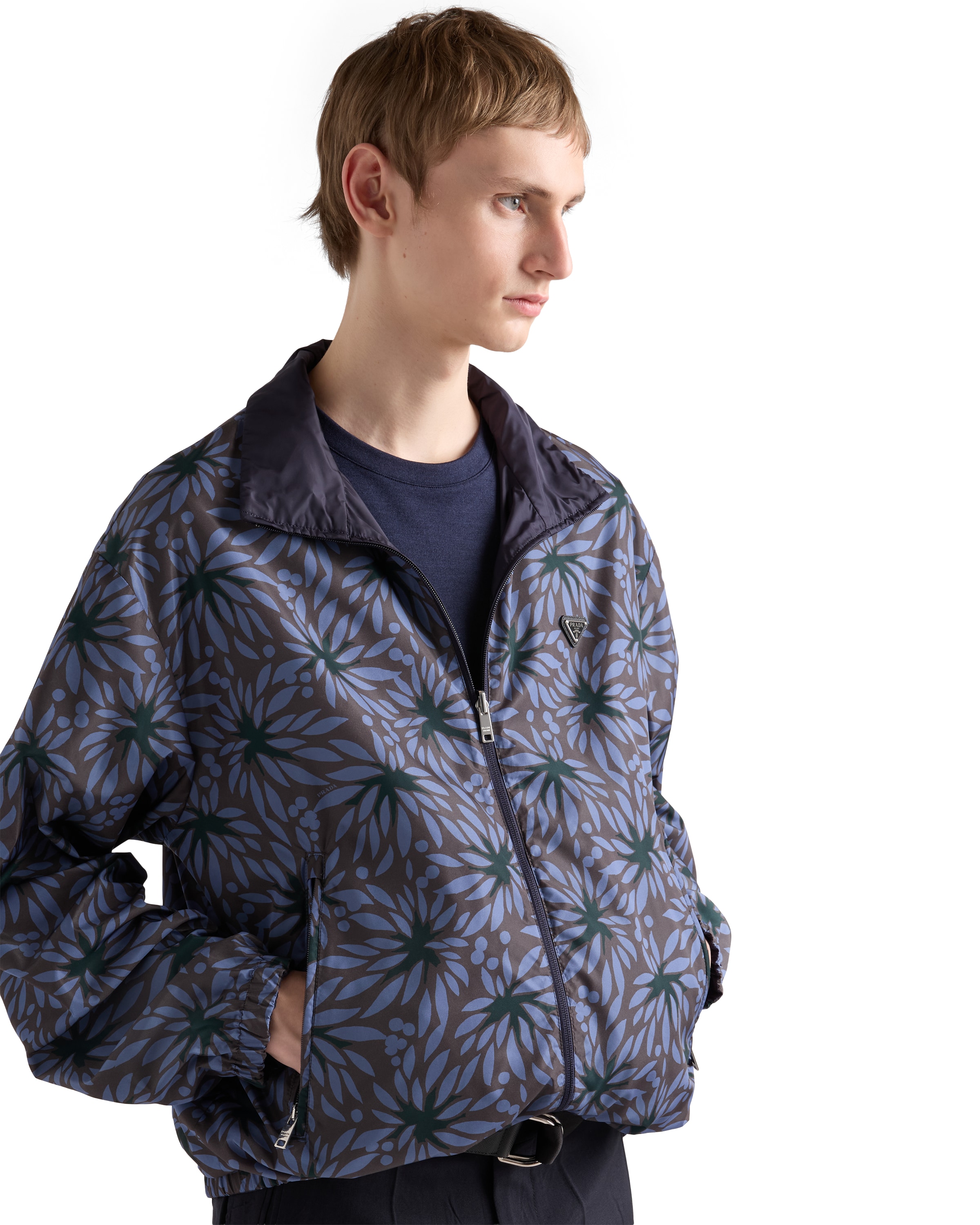Prada Mens Blue Reversible Re-nylon Jacket In Blue