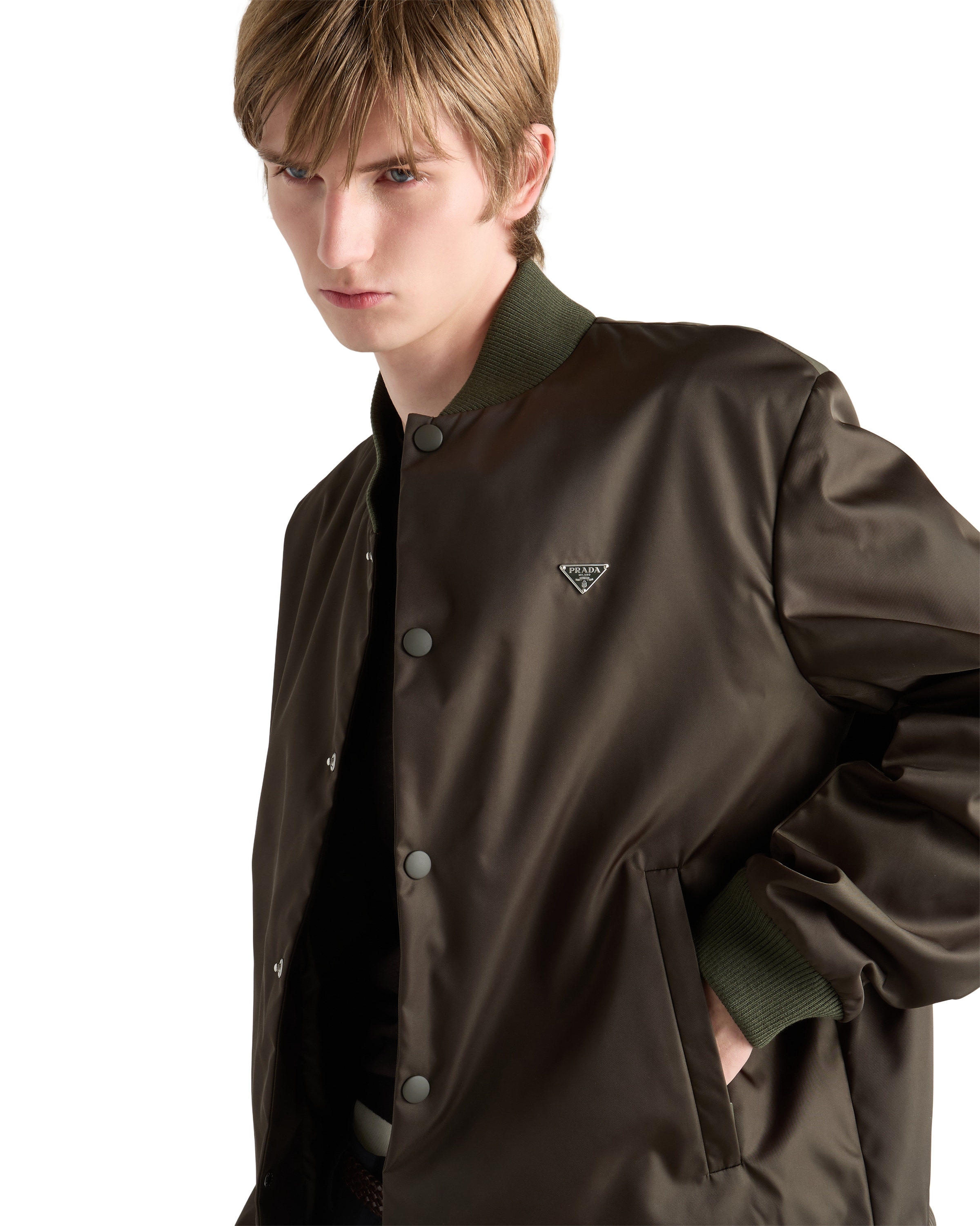 Prada Single Breasted Jacket In Brown