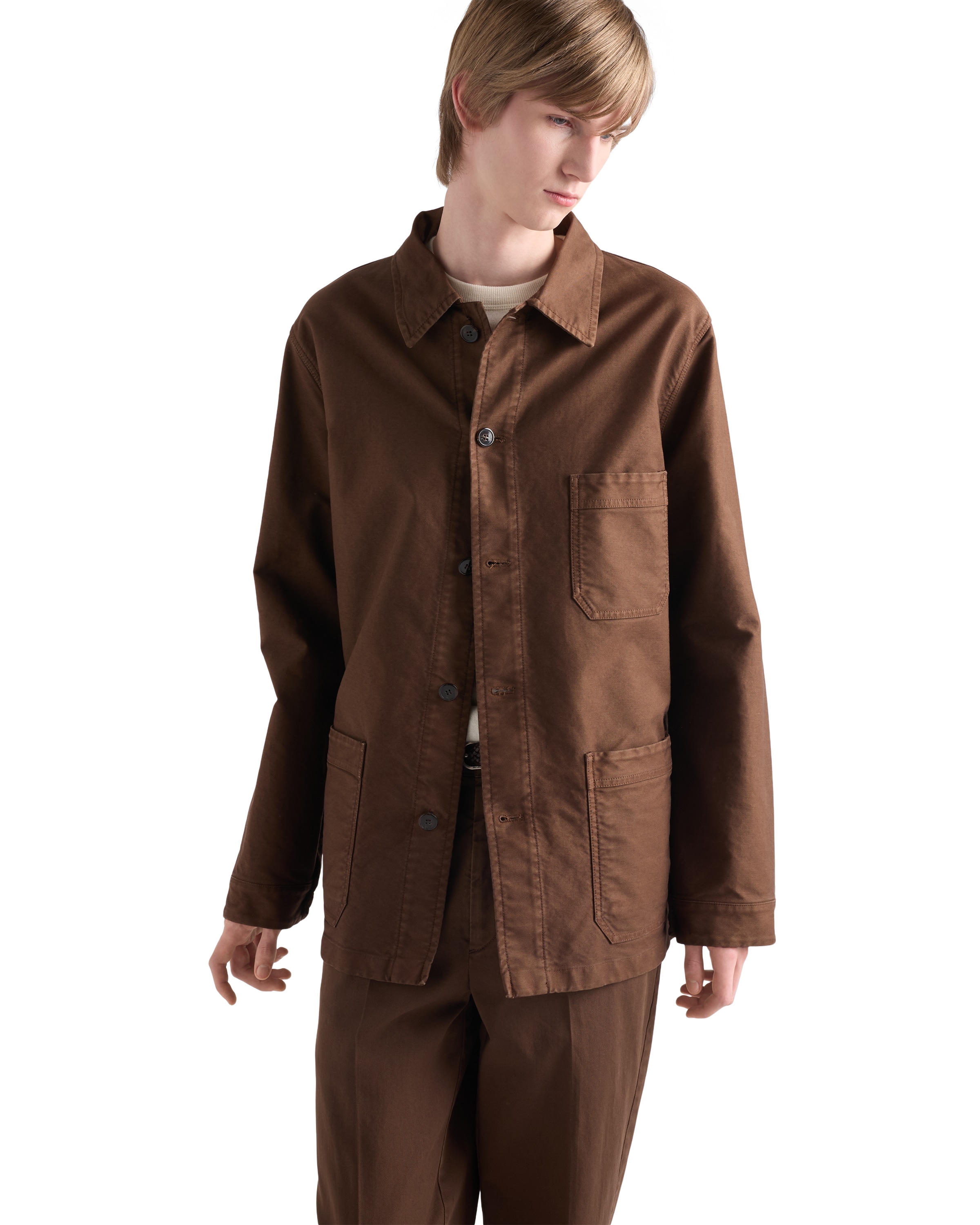 Prada Cotton Canvas Blouson Jacket In Brown