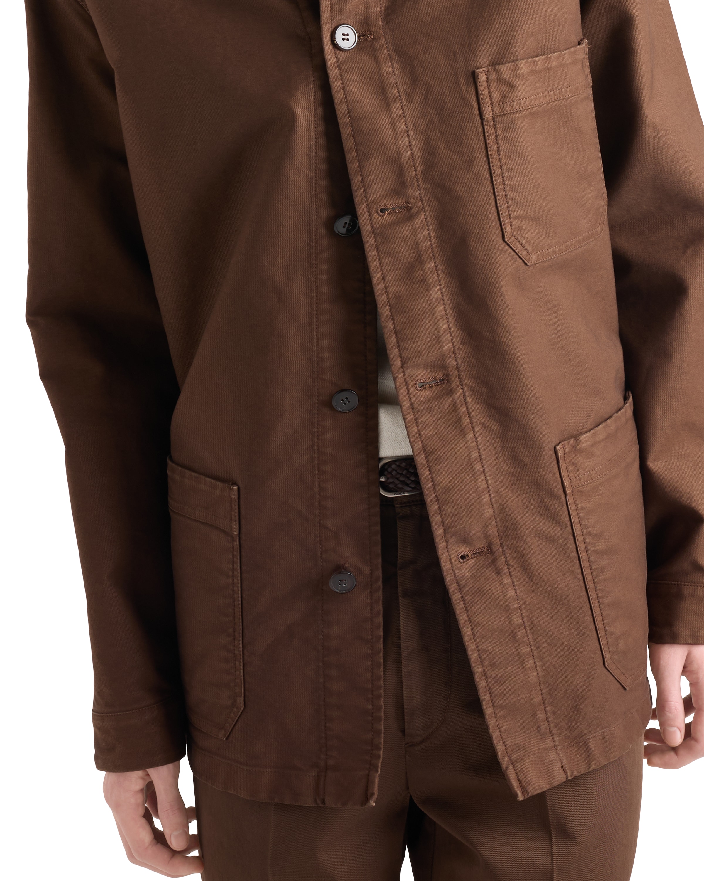 Prada Cotton Canvas Blouson Jacket In Brown