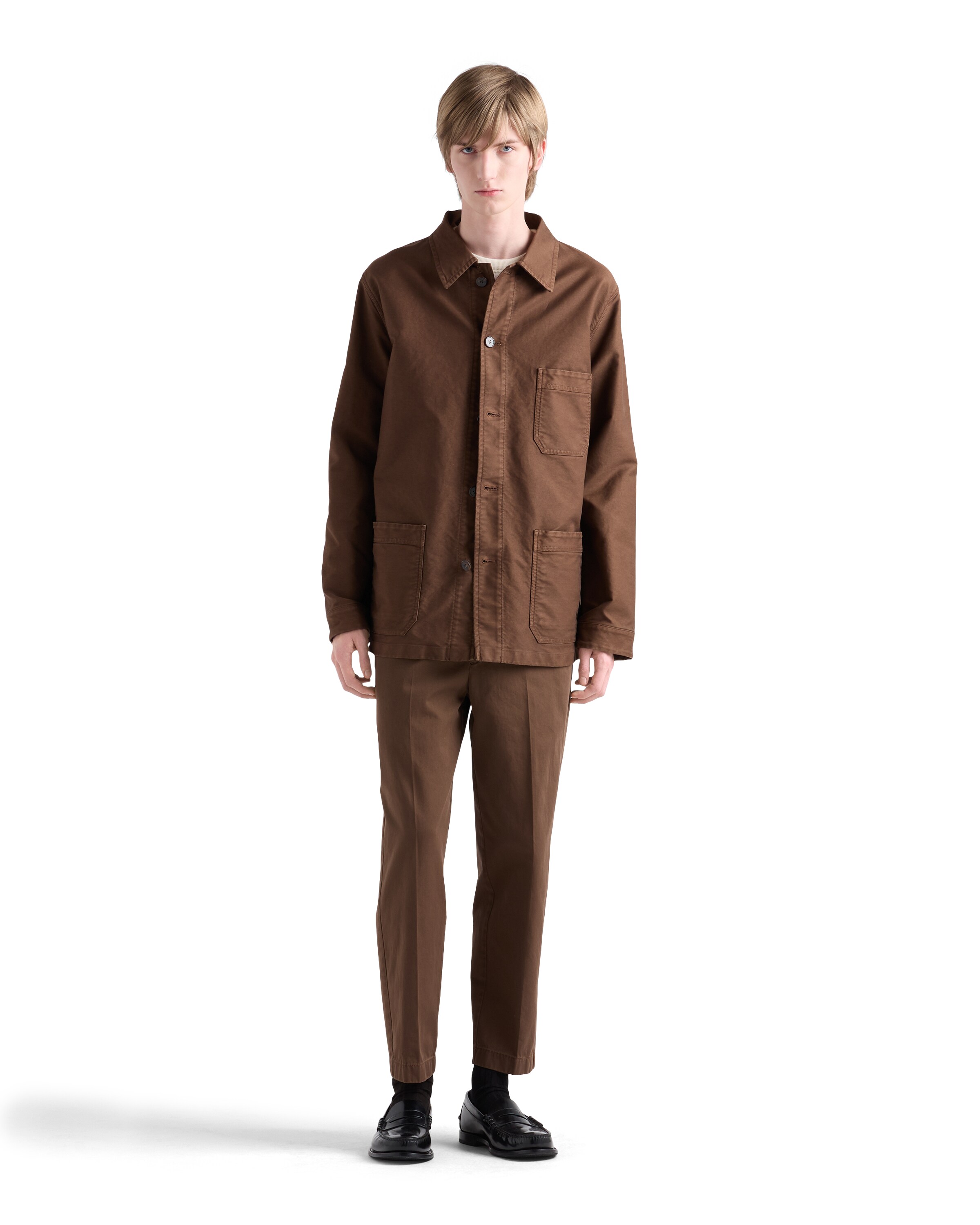 Prada Cotton Canvas Blouson Jacket In Brown