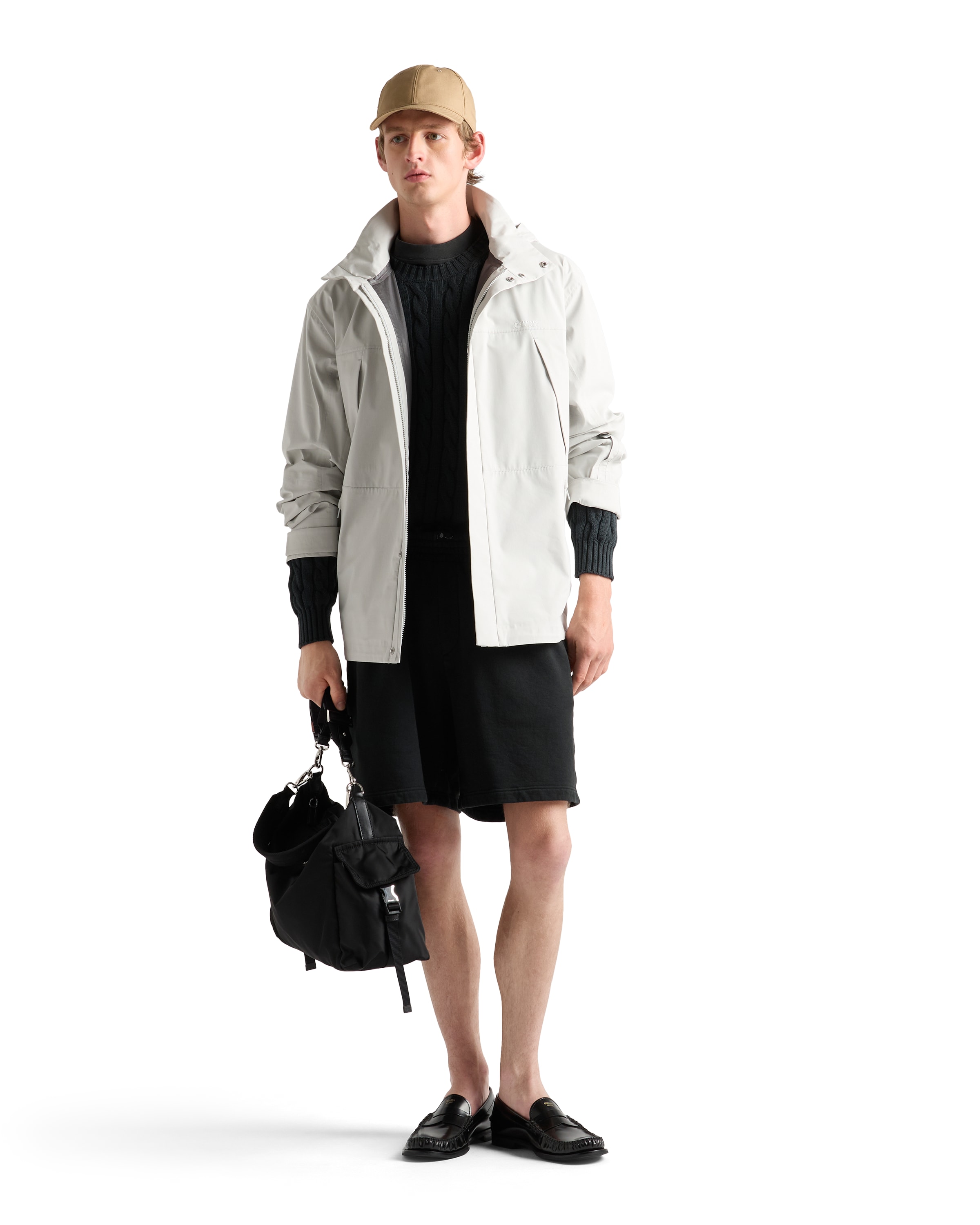 Prada Technical Fabric Jacket In Neutral