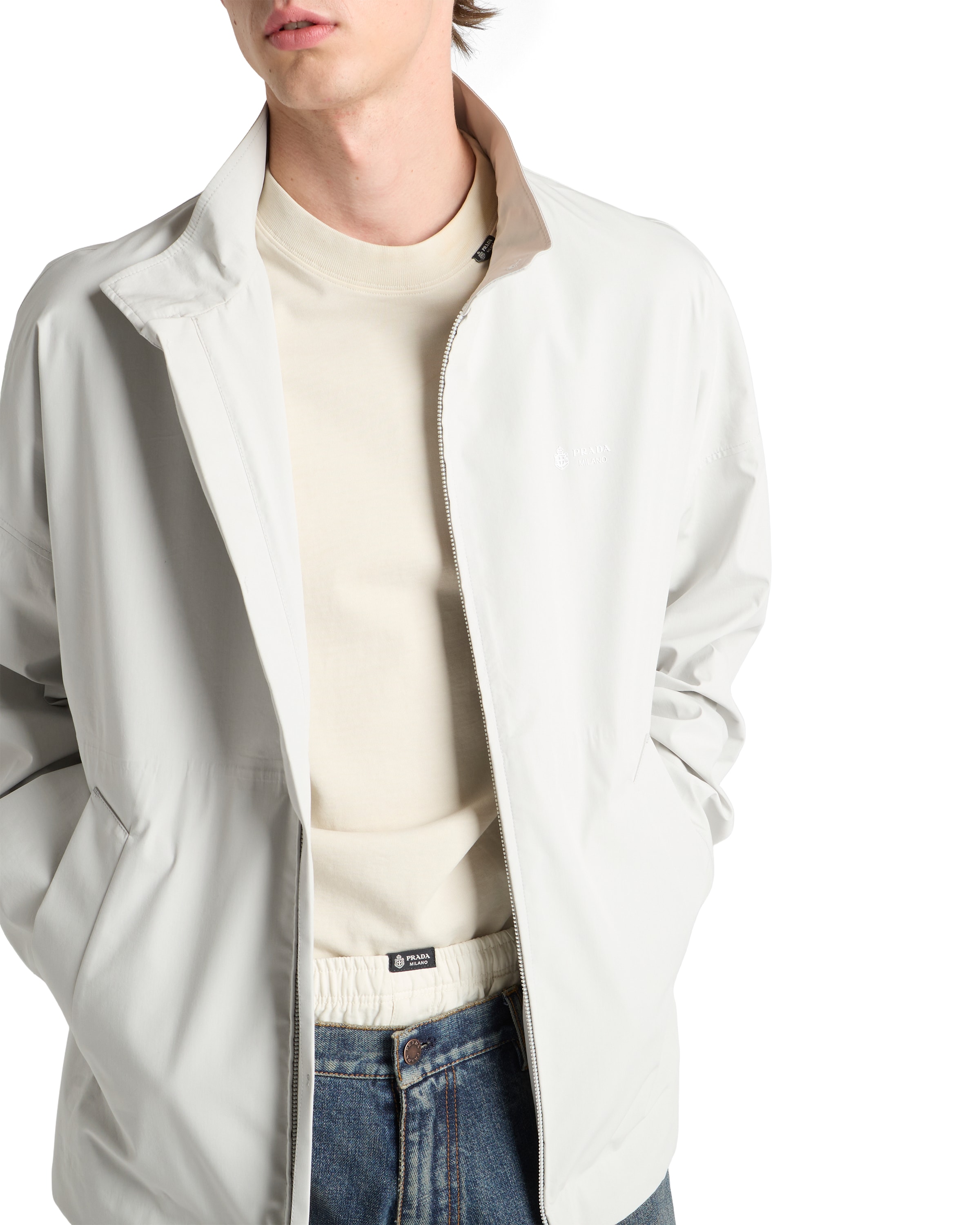 Prada Technical Fabric Jacket In Neutral