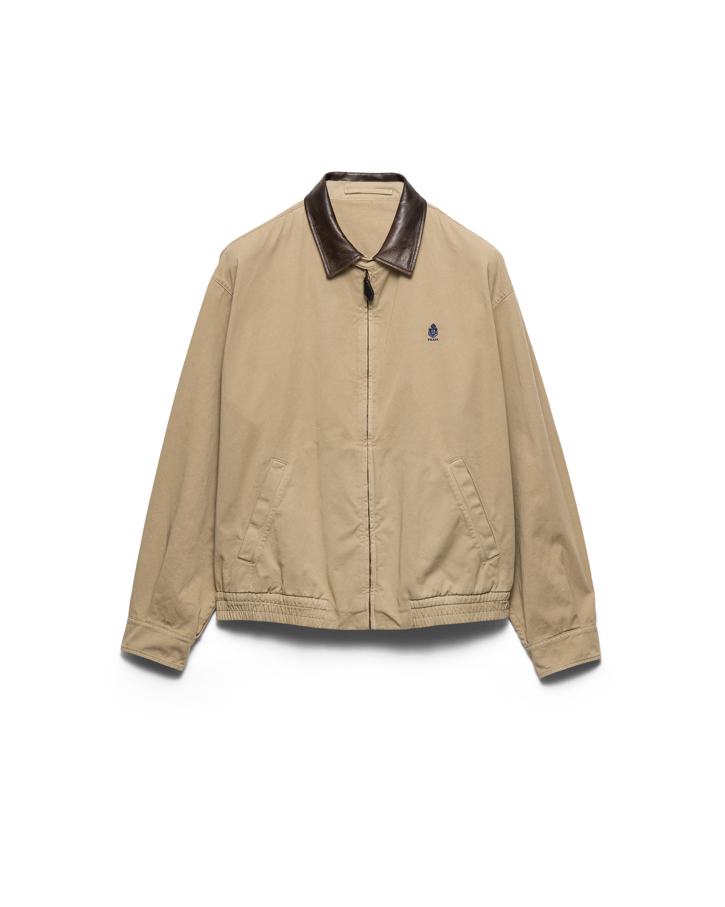 Prada Cotton Jacket With Leather Details, Man, Cord, Size M