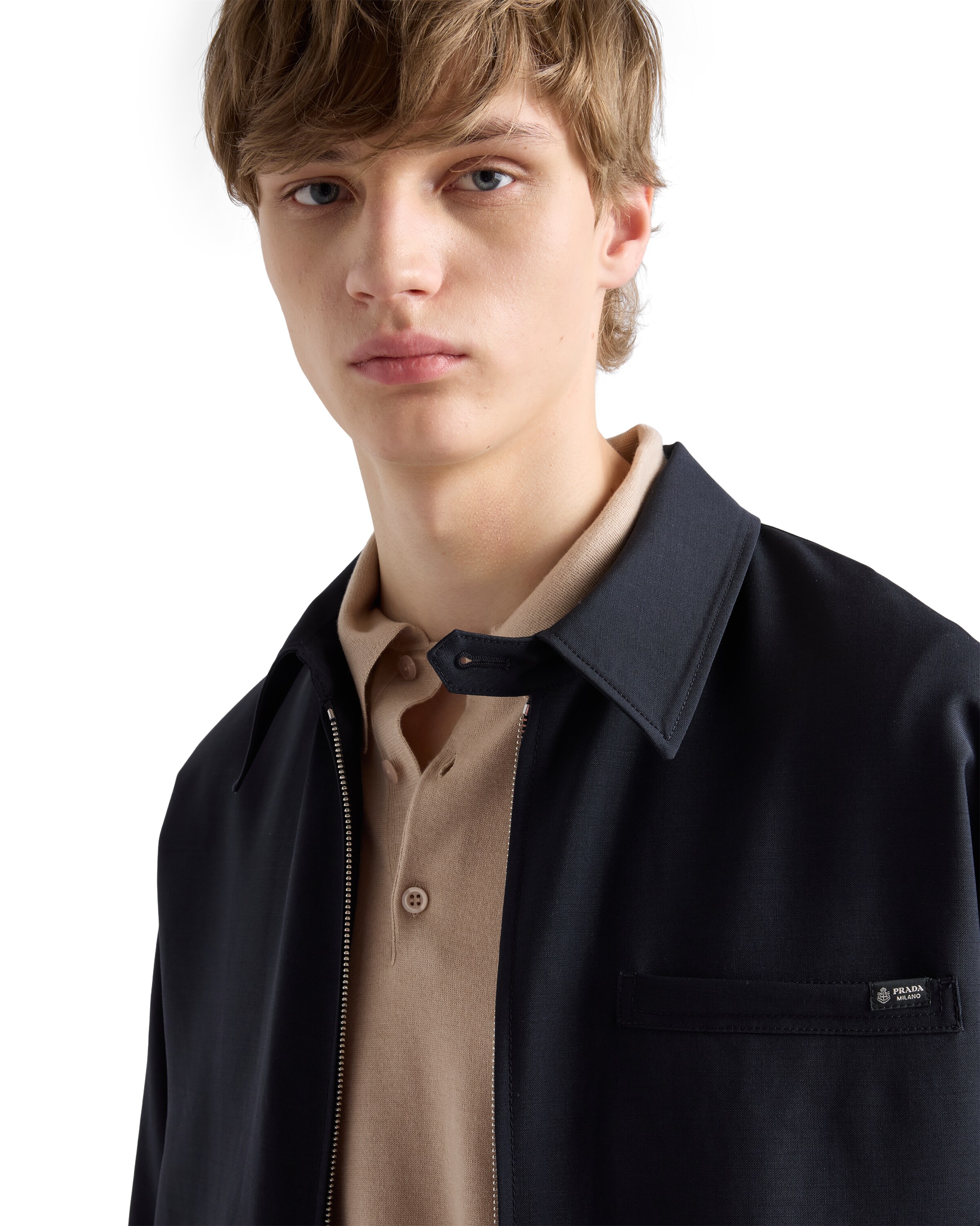 Prada Technical Fabric Blouson Jacket In Blue