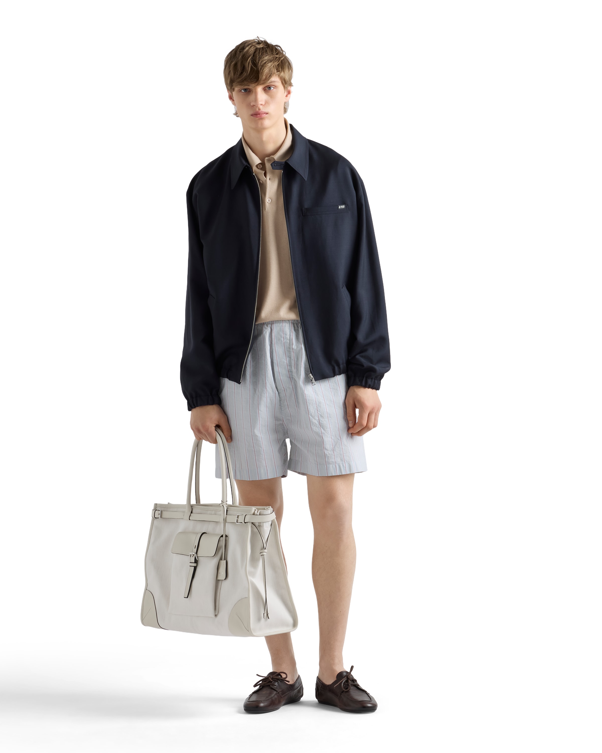 Prada Technical Fabric Blouson Jacket In Blue