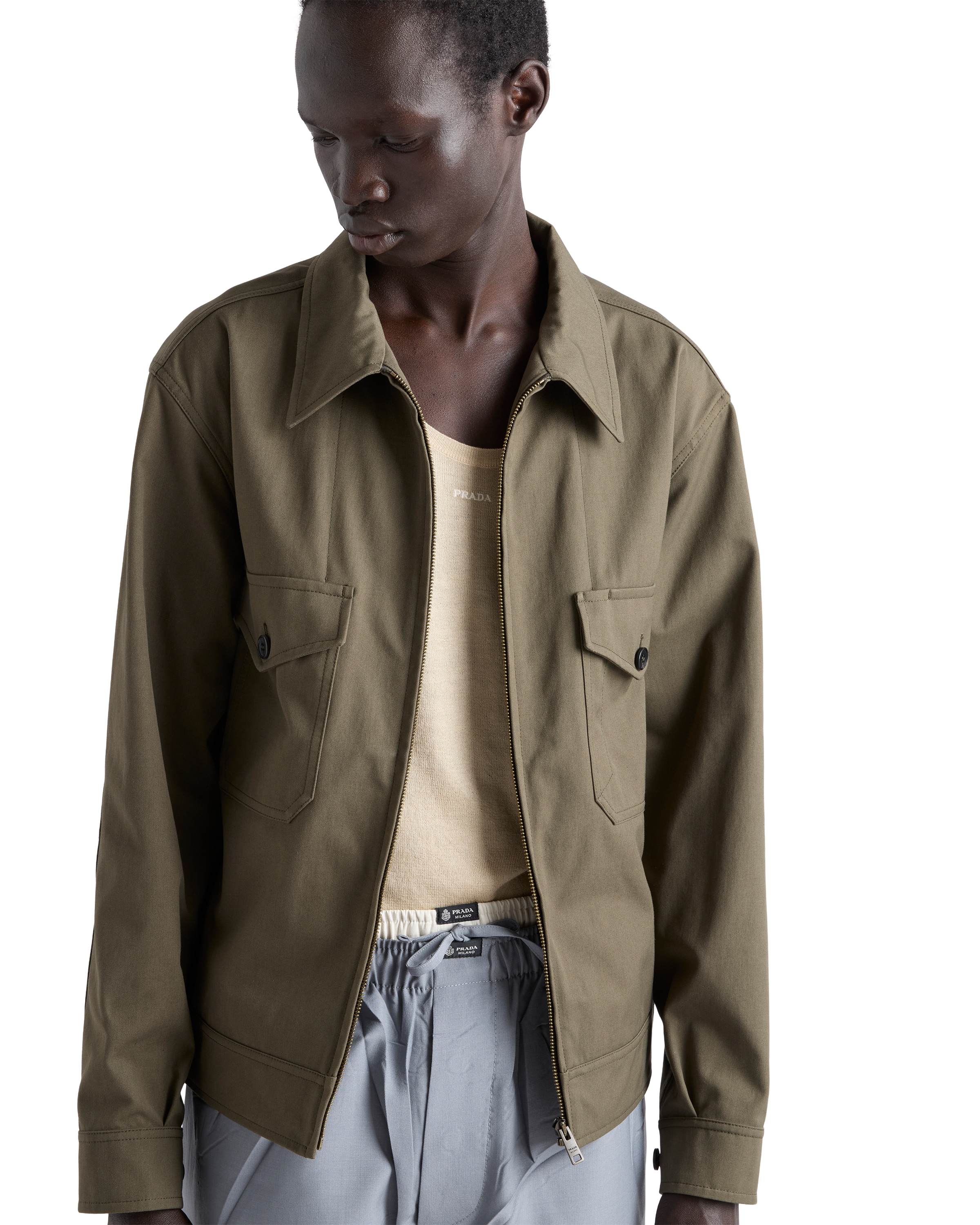 Prada Technical Fabric Jacket In Gray