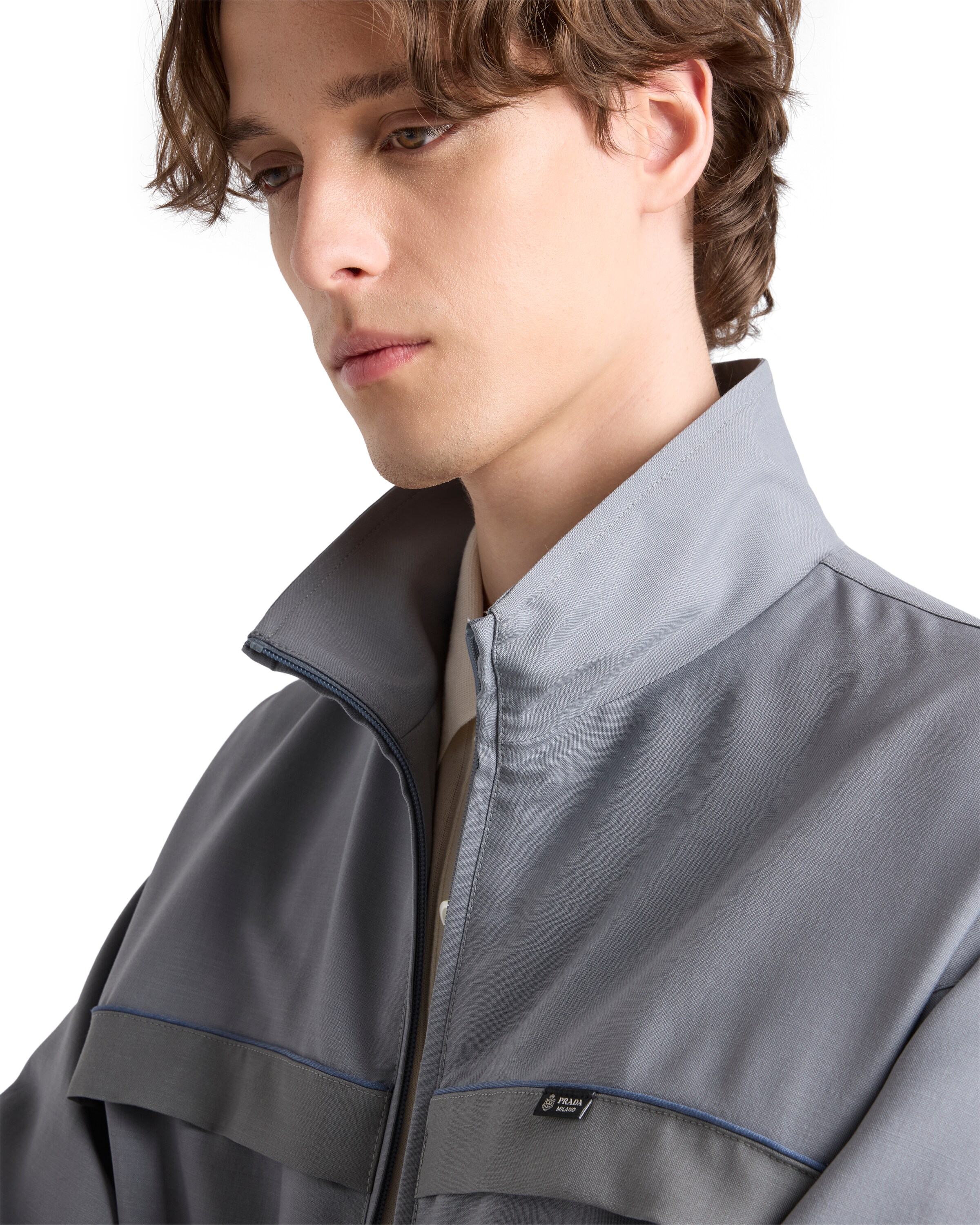 Prada Mohair Wool Jacket In Gray