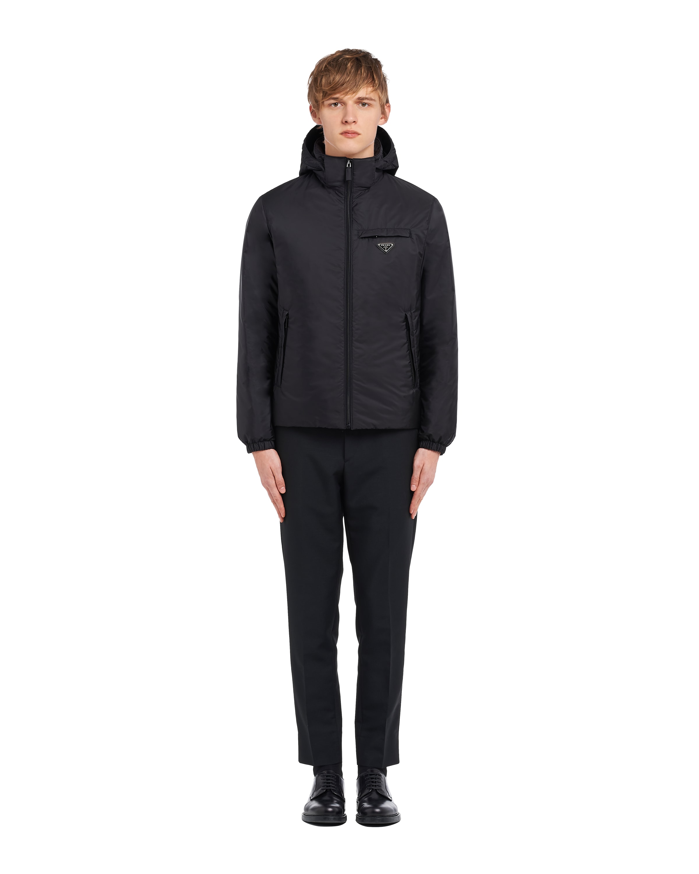 Prada Re-nylon Puffer Jacket In Black