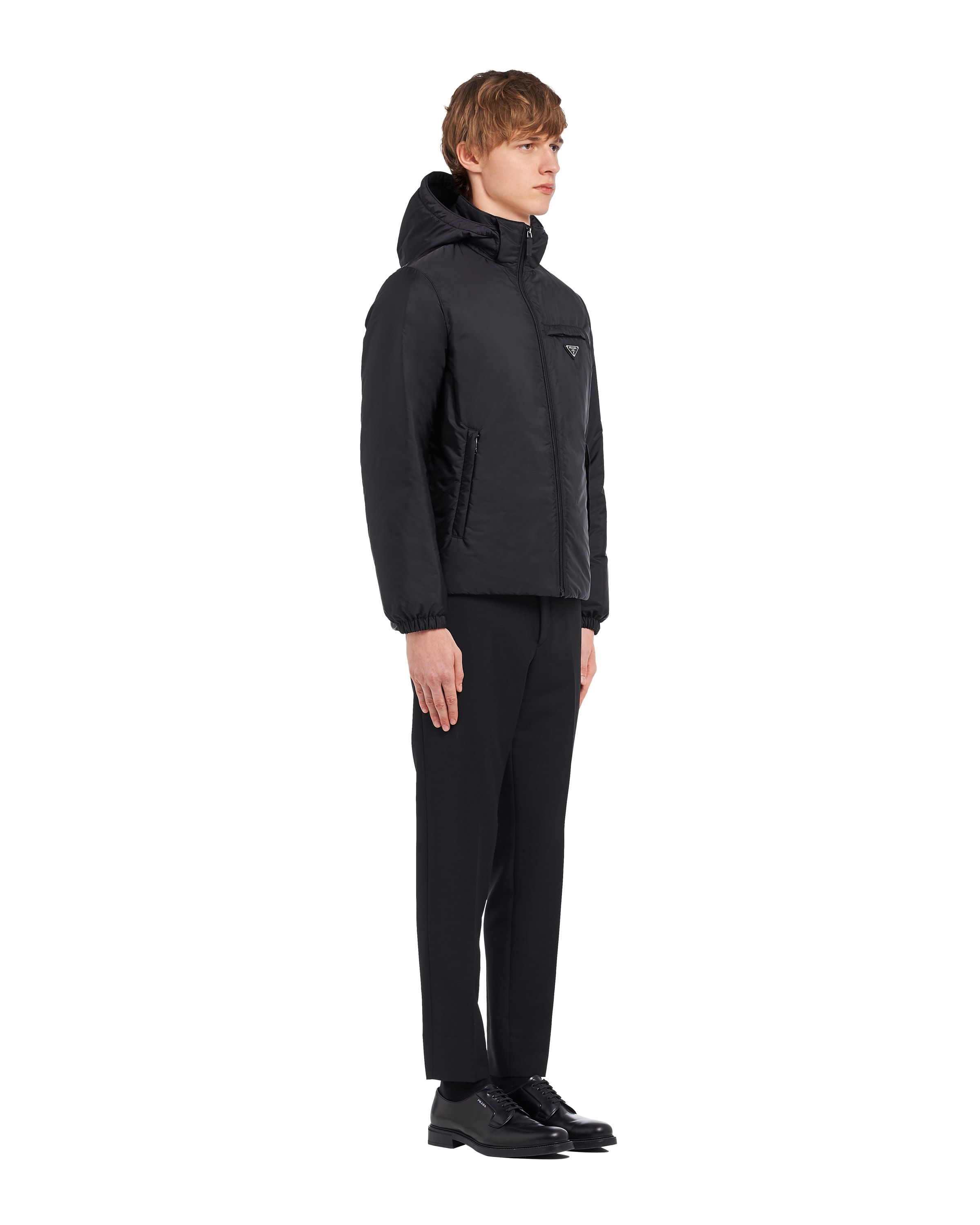 Prada Re-nylon Puffer Jacket In Black