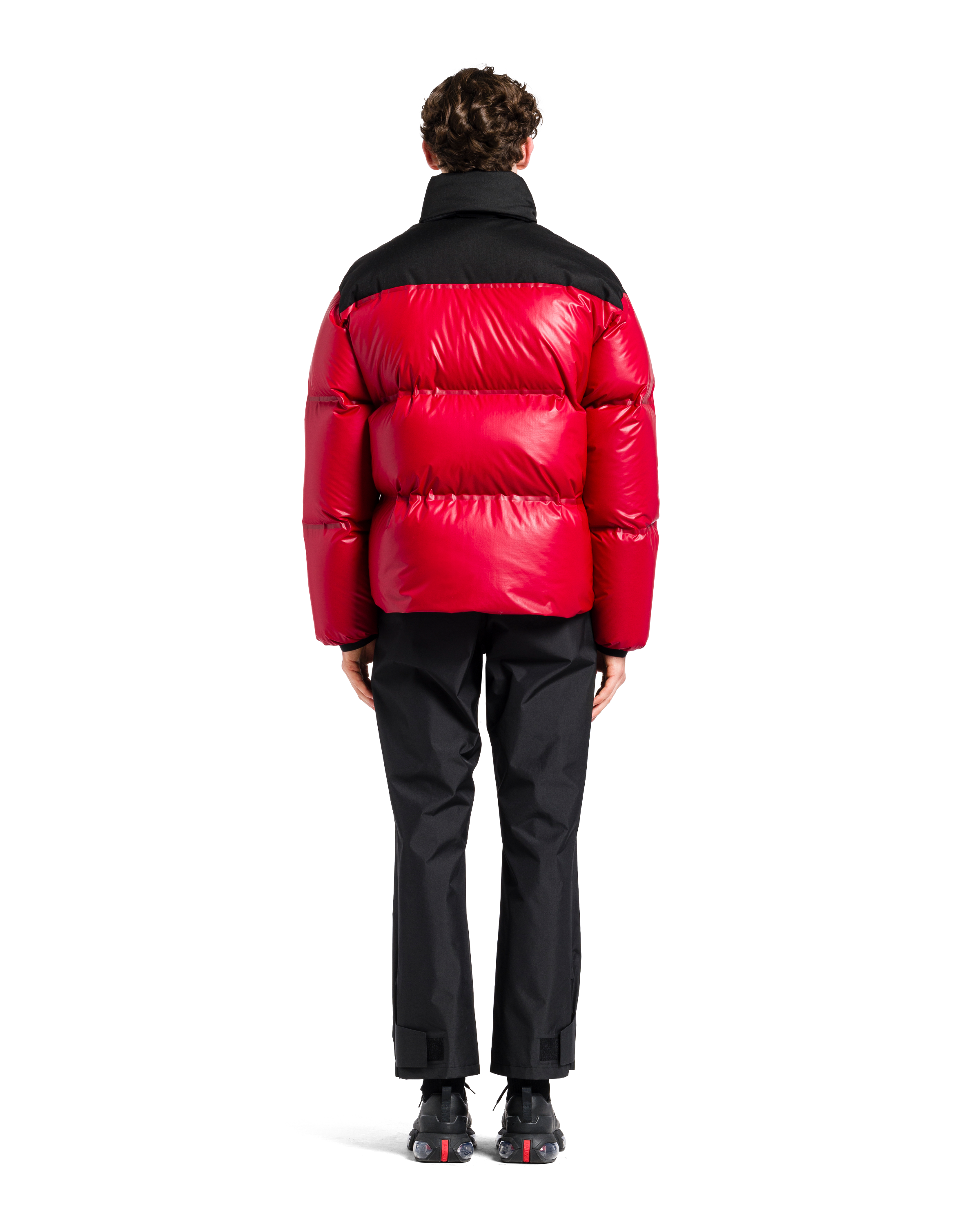 Prada Light Nylon Puffer Jacket, Men, Red/Black, Size S