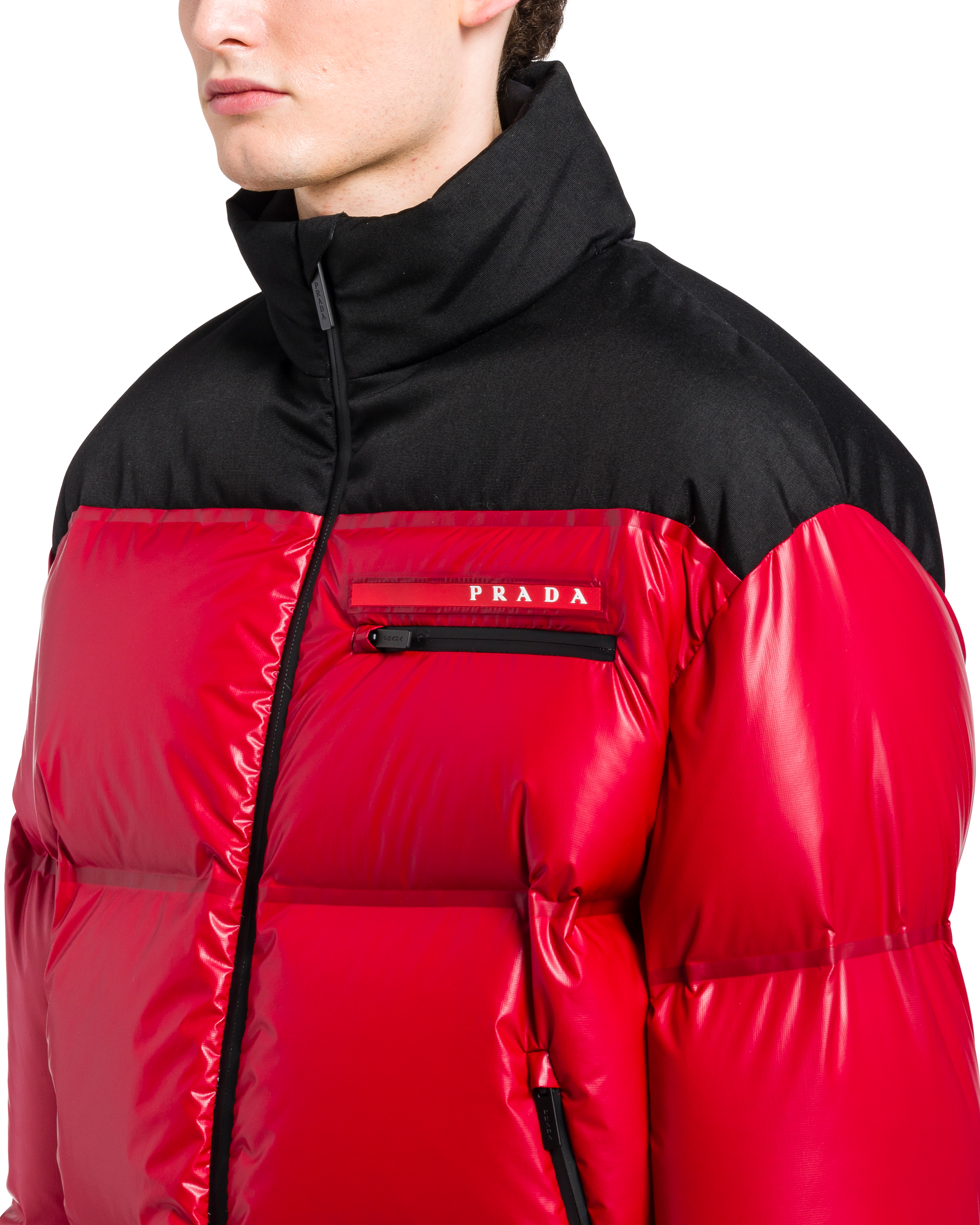 prada red puffer jacket