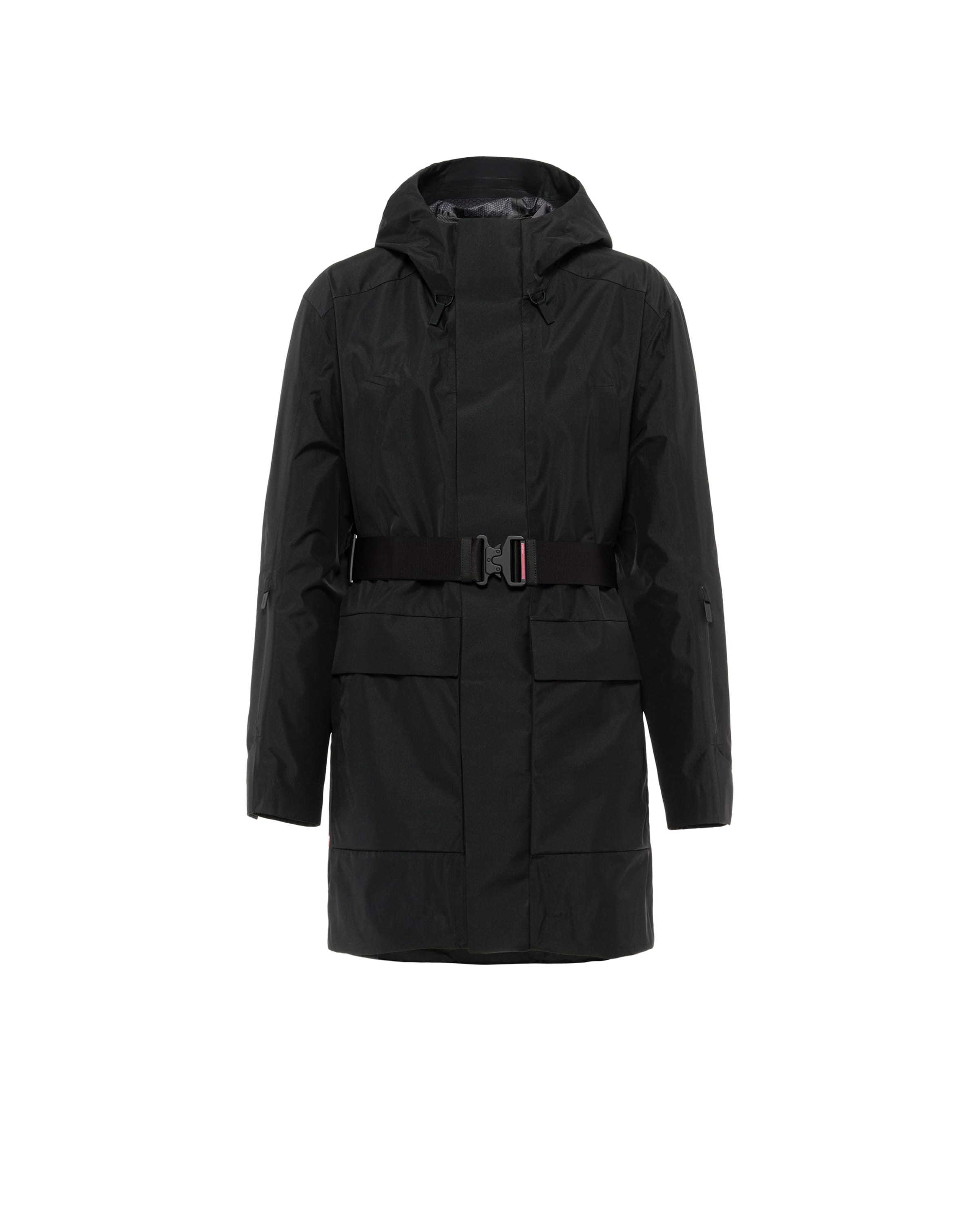 Prada Extreme-tex Hooded Raincoat, Men, Black, Size M