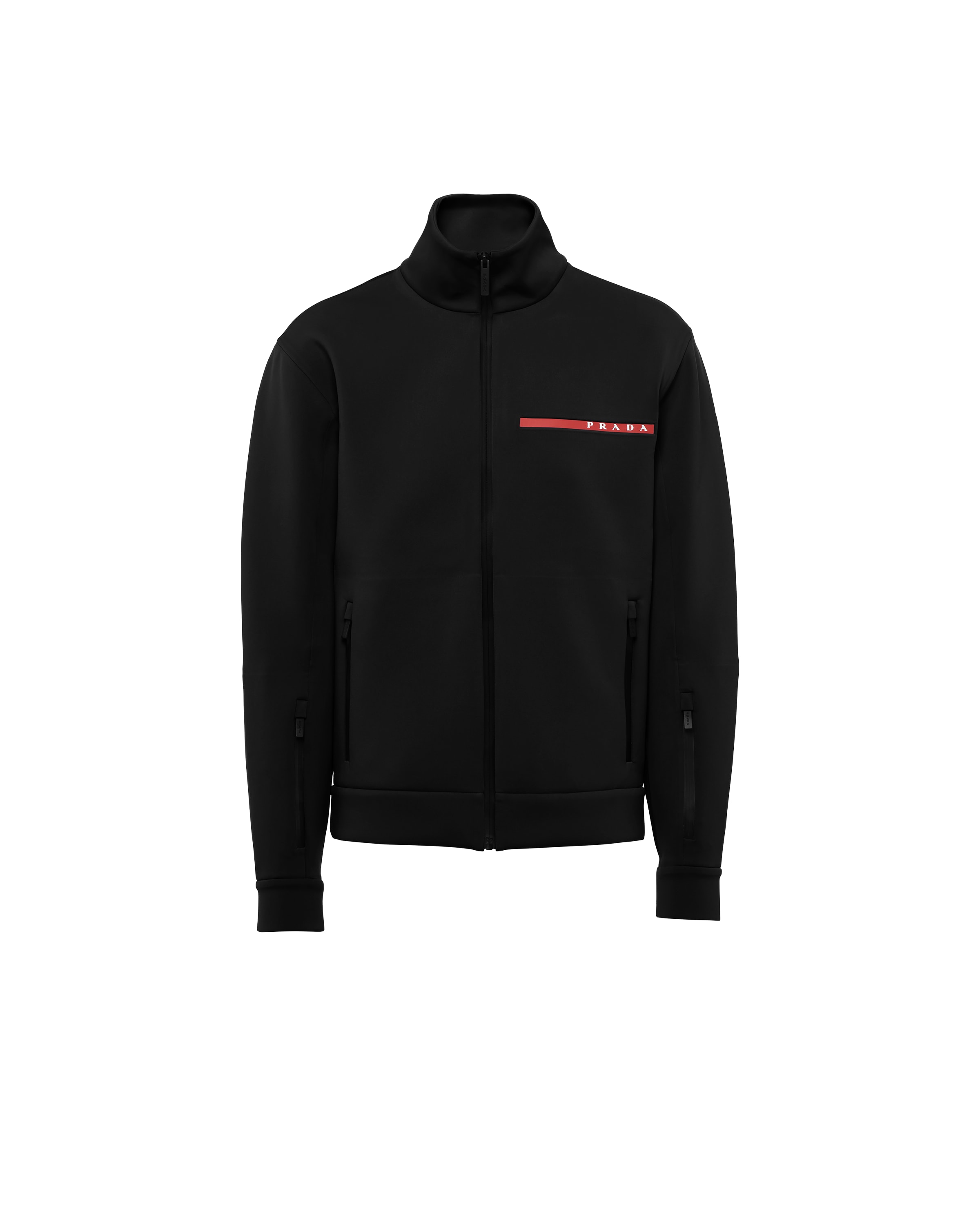 Prada Recycled Double Jersey Zip-up Sweatshirt, Men, Black, Size XS