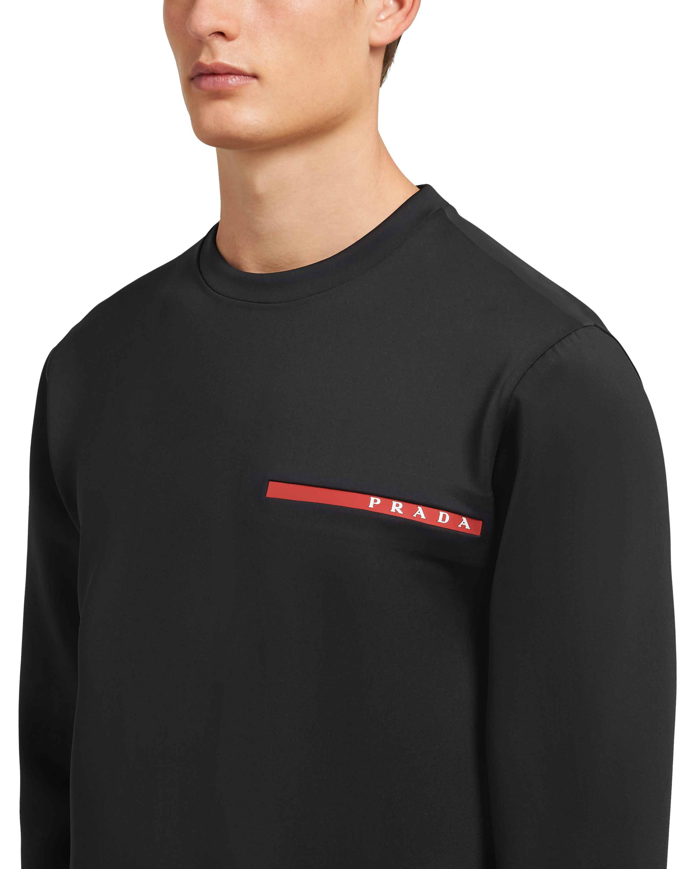 ブラック リサイクルダブルテクニカルジャージー スウェットシャツ | PRADA