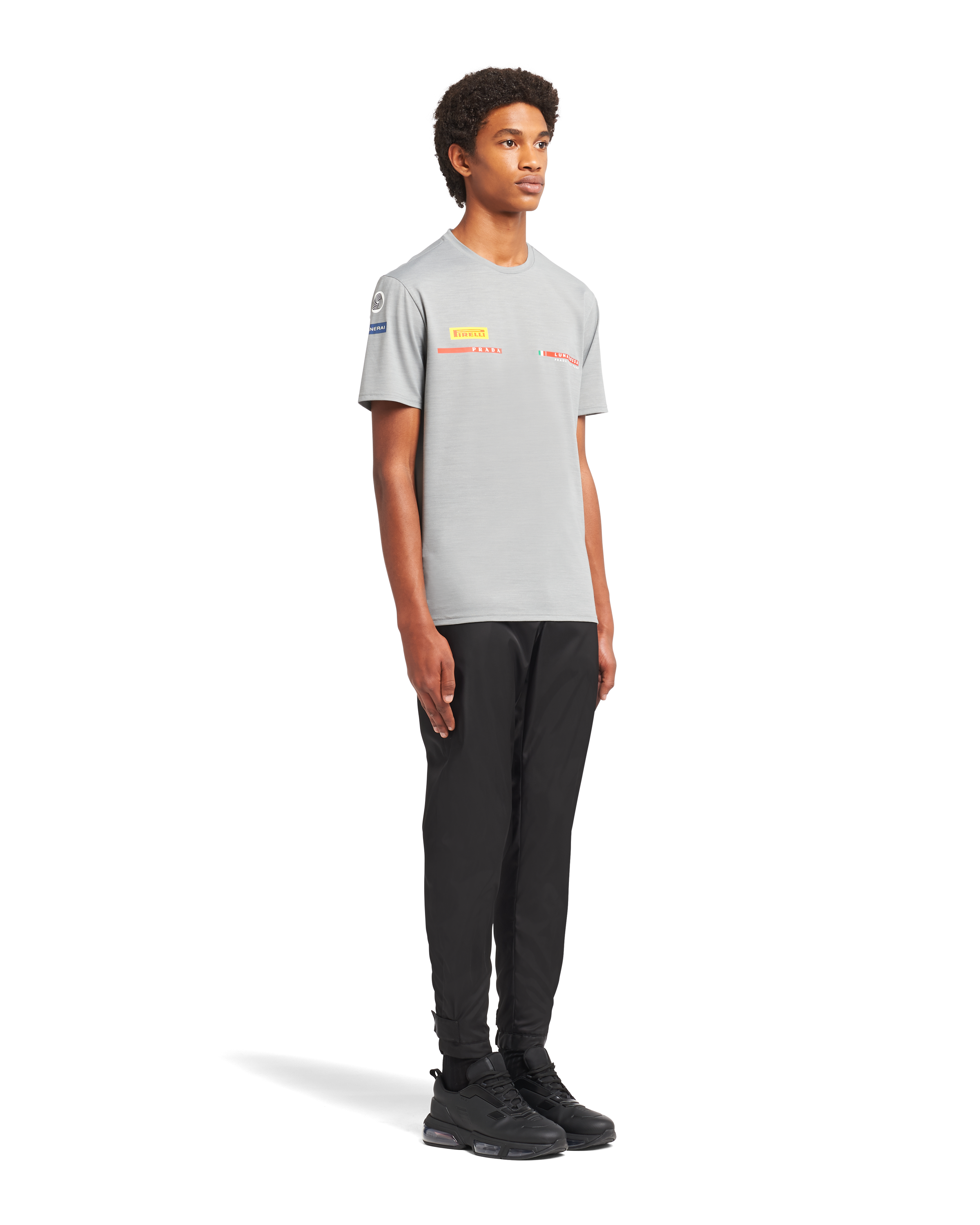 Grey Luna Rossa Replica technical wool T-shirt | Prada