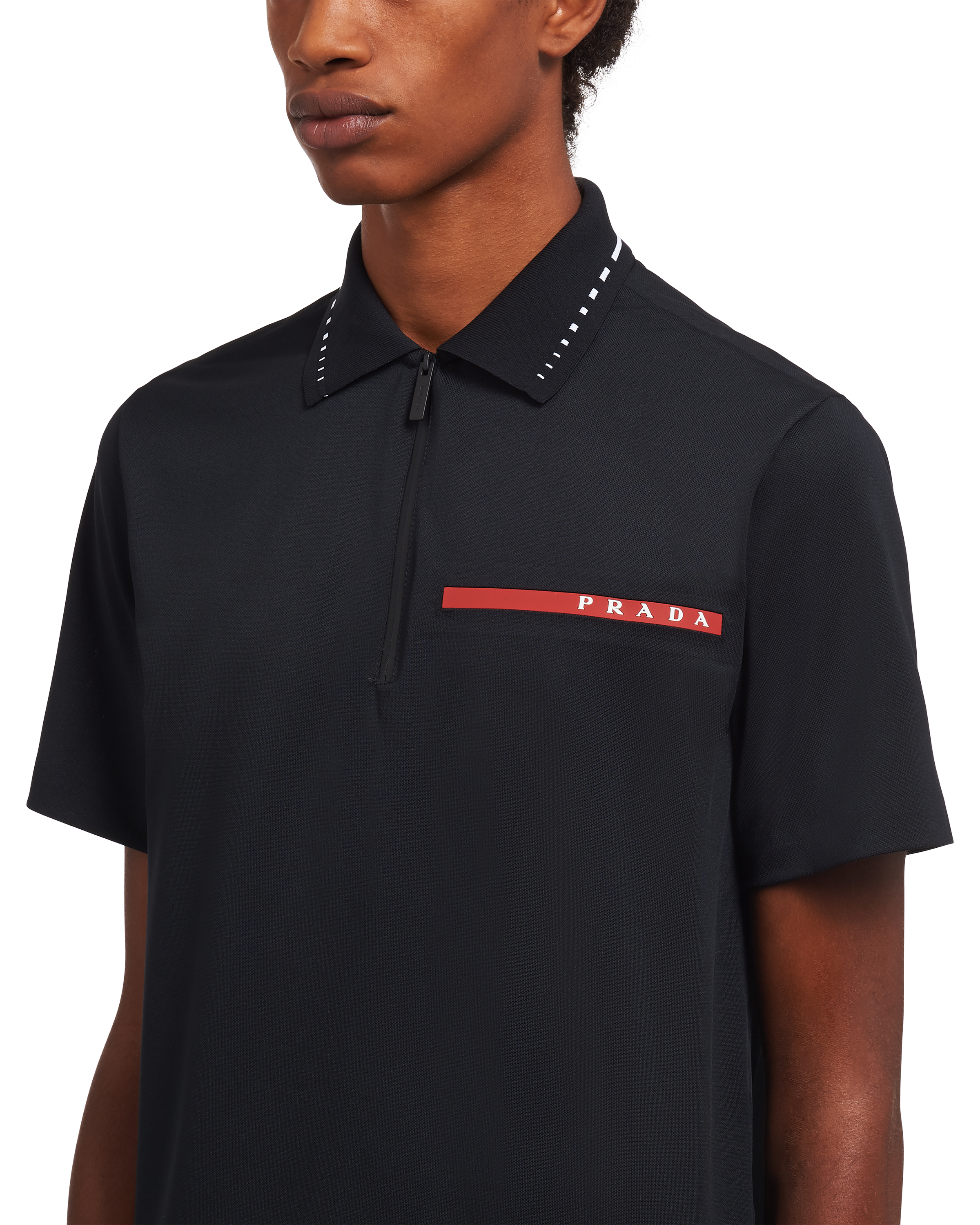 Black Technical Piqué Polo Shirt | PRADA Black Technical Piqué Polo Shirt | PRADA
