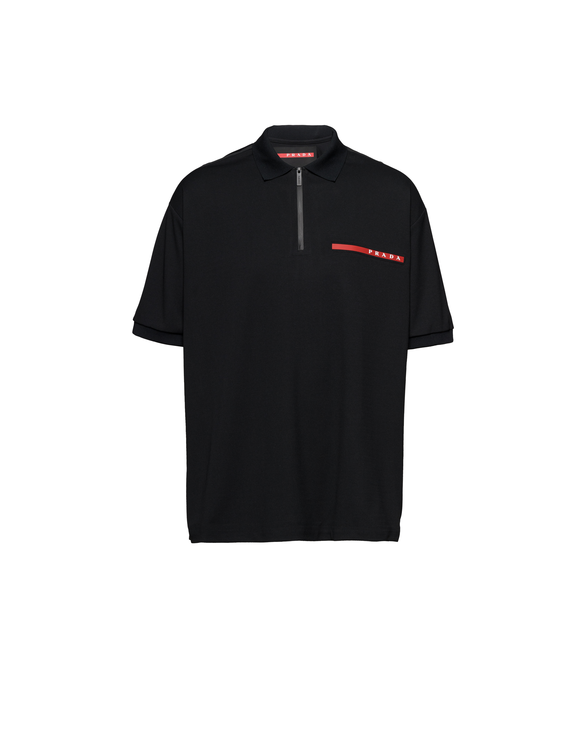 Prada Piqué Polo Shirt In Black