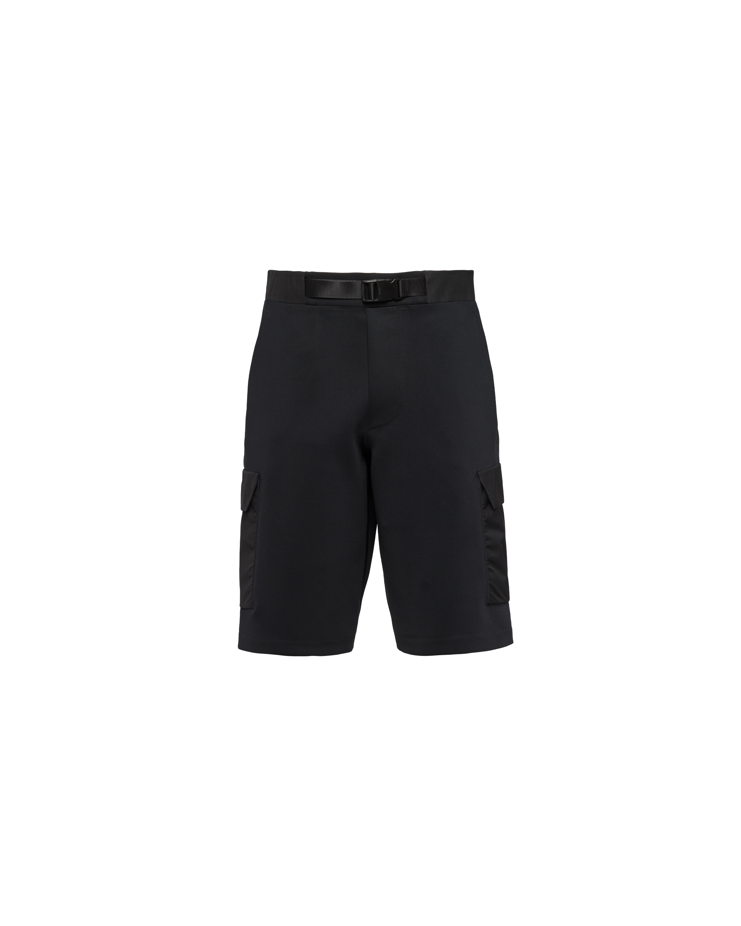 Prada Recycled Technical Jersey Bermudas In Black