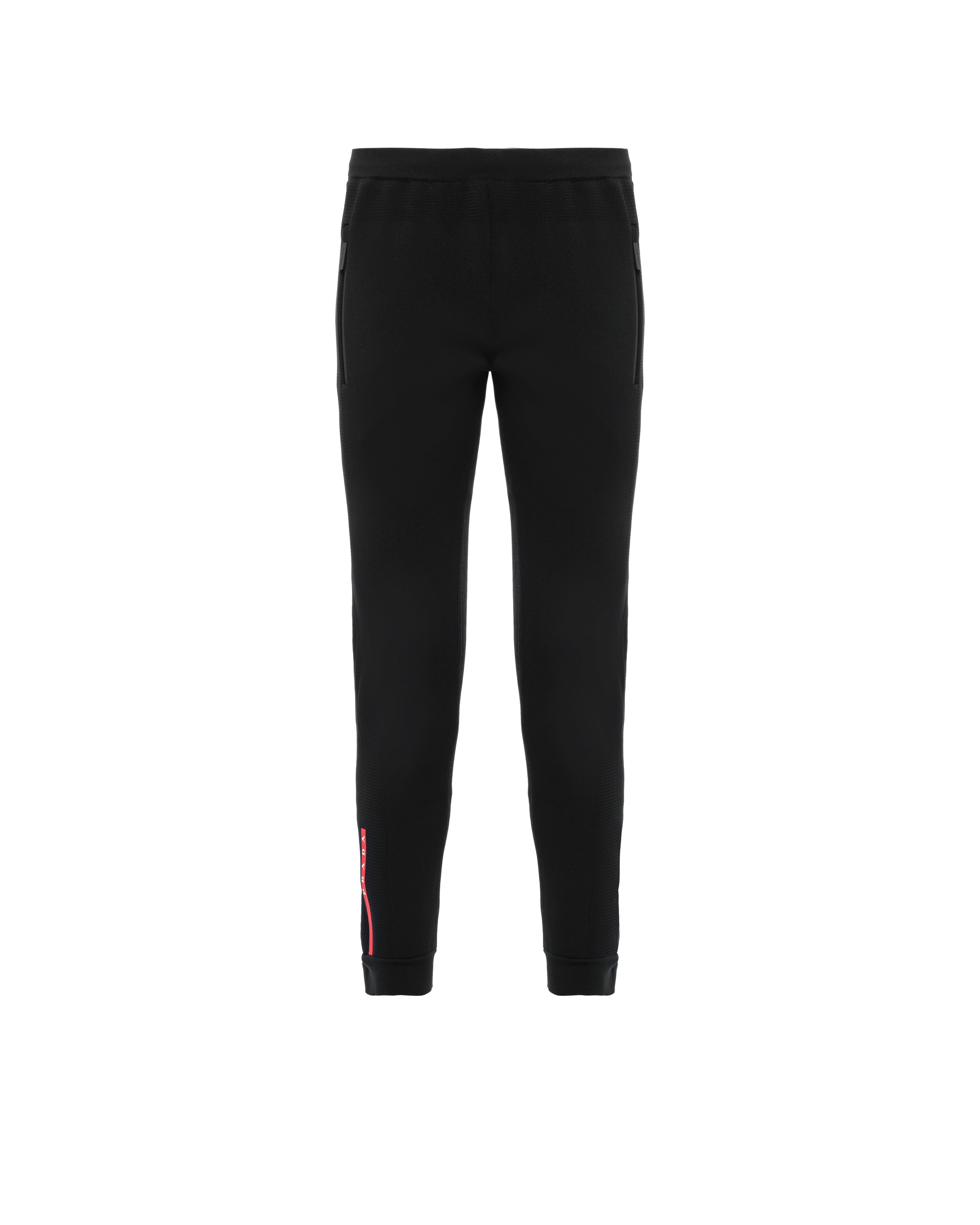 Prada Techno Piqué Pants In Black