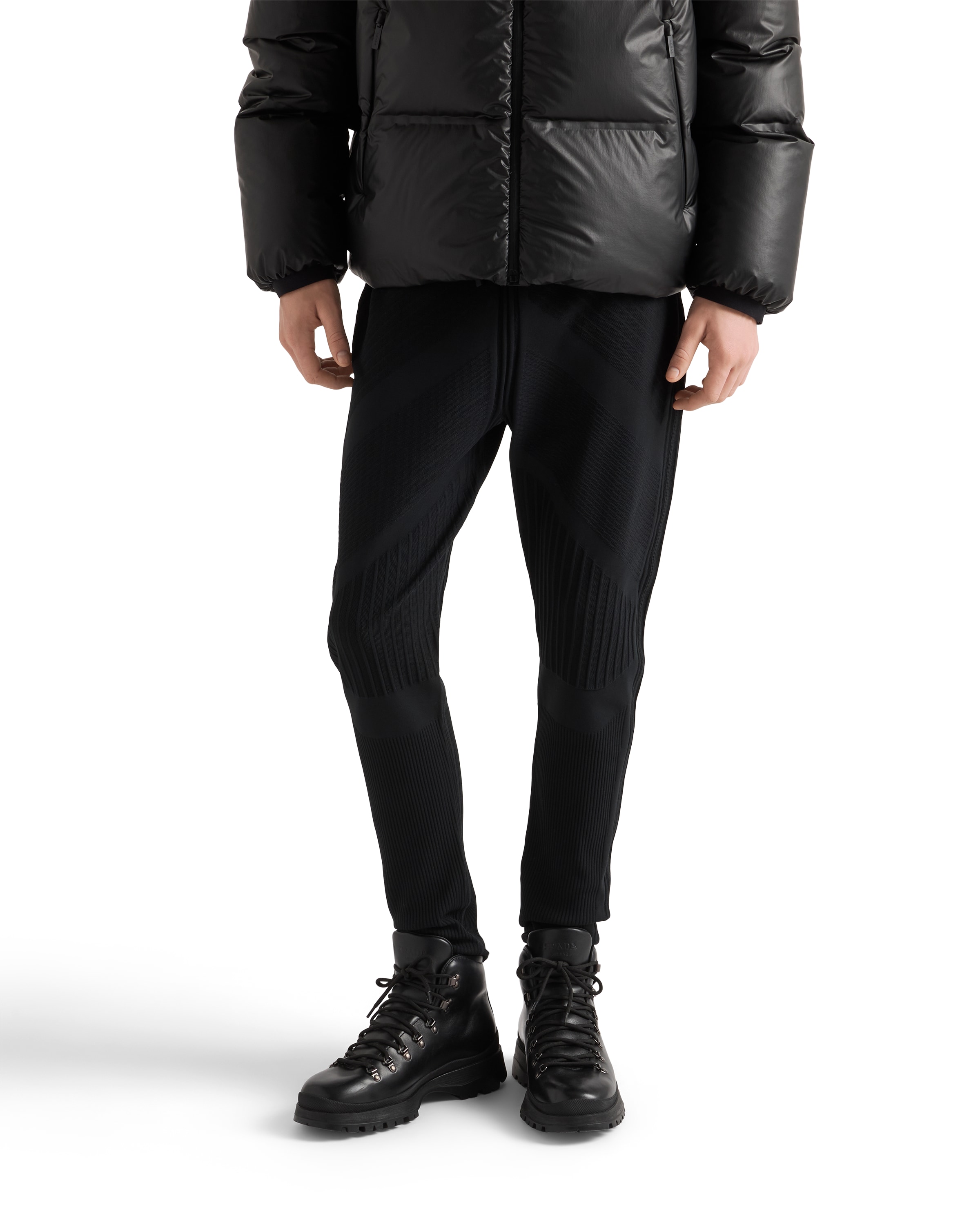 Prada Technical Knit Pants In Black