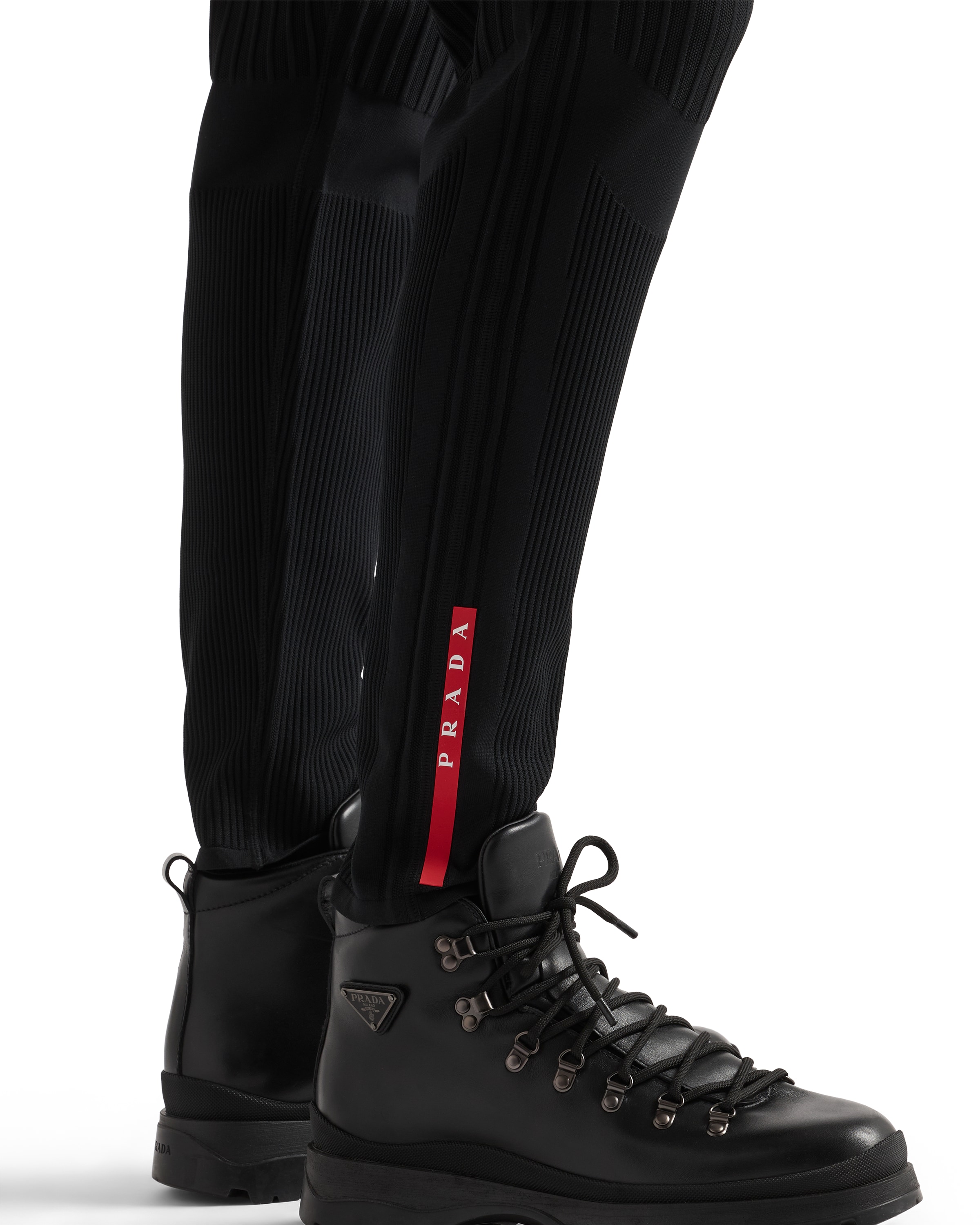 Prada Technical Knit Pants In Black