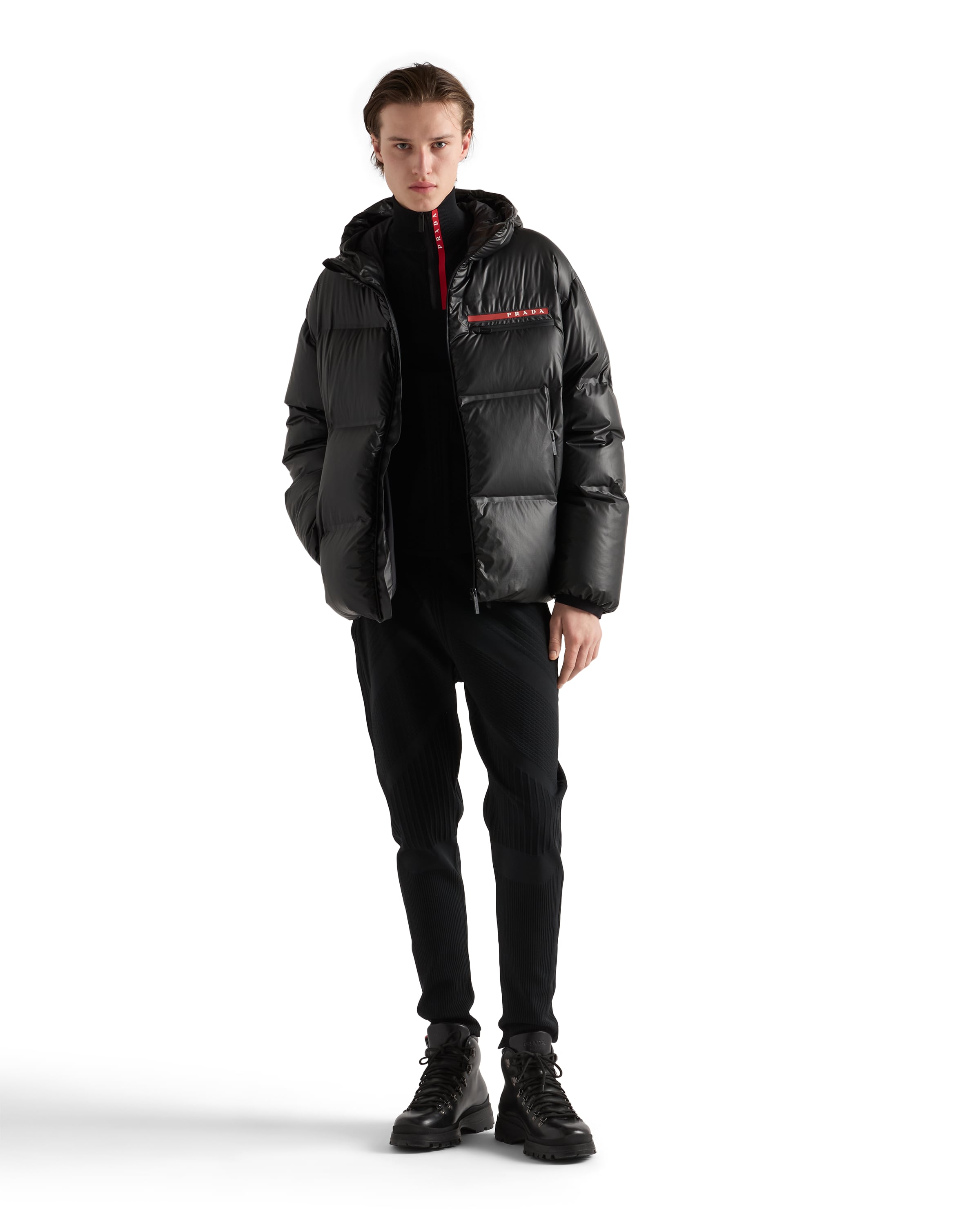 Prada Technical Knit Pants In Black