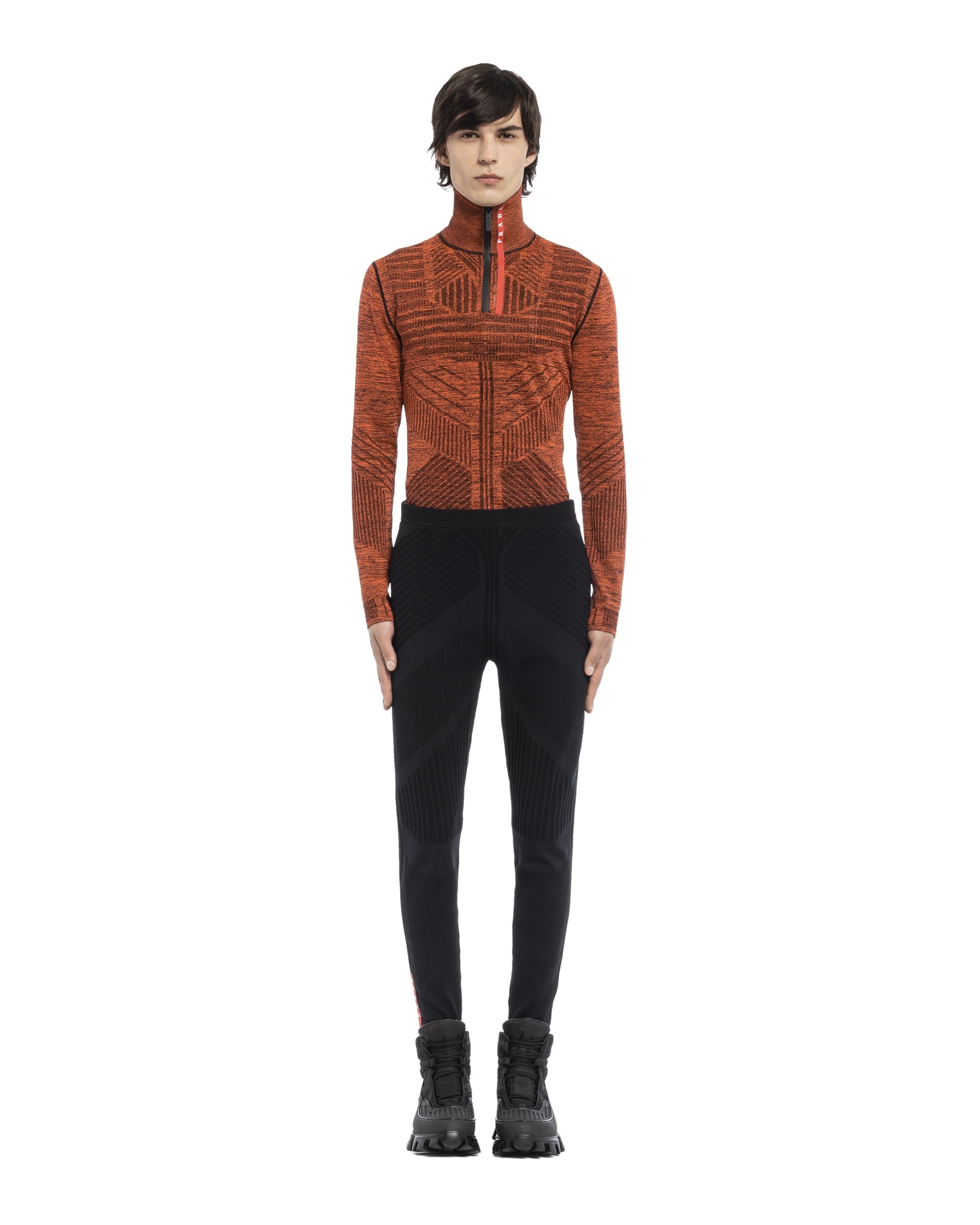 Prada Techno Knit Technical Pants In Black
