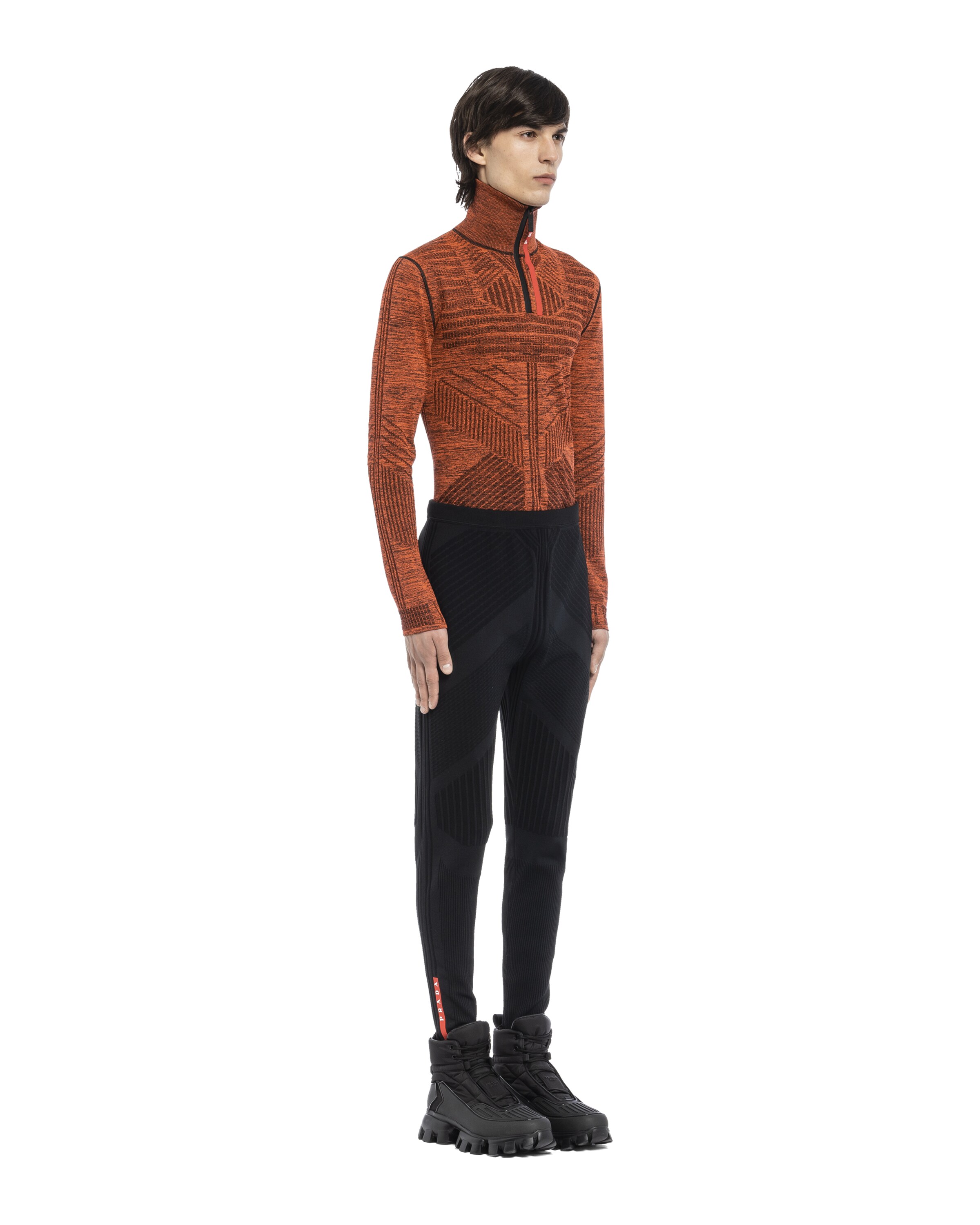 Prada Techno Knit Technical Pants In Black