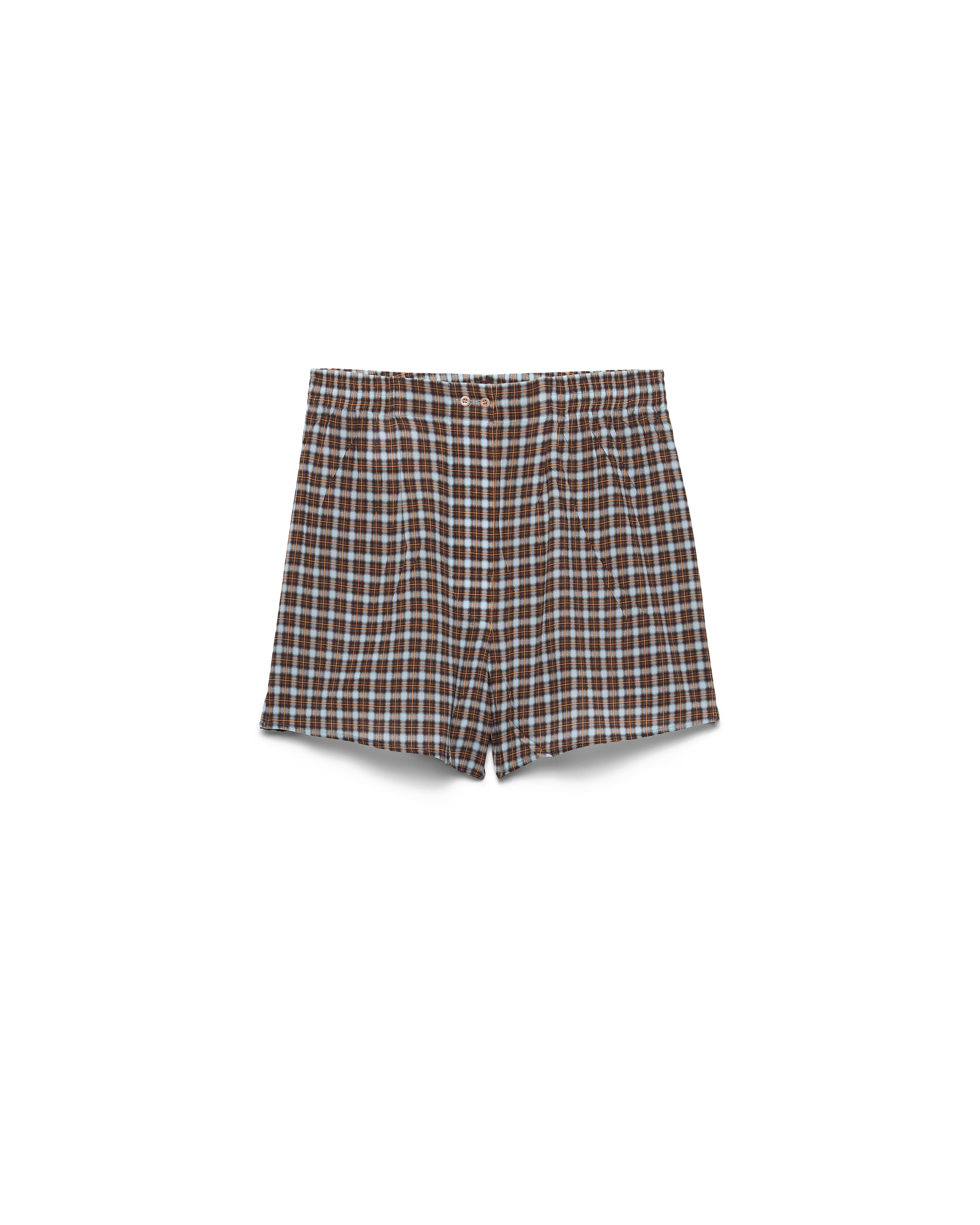 Prada Short En Georgette À Carreaux, Femme, Turquoise/marron Cacao, Taille 4