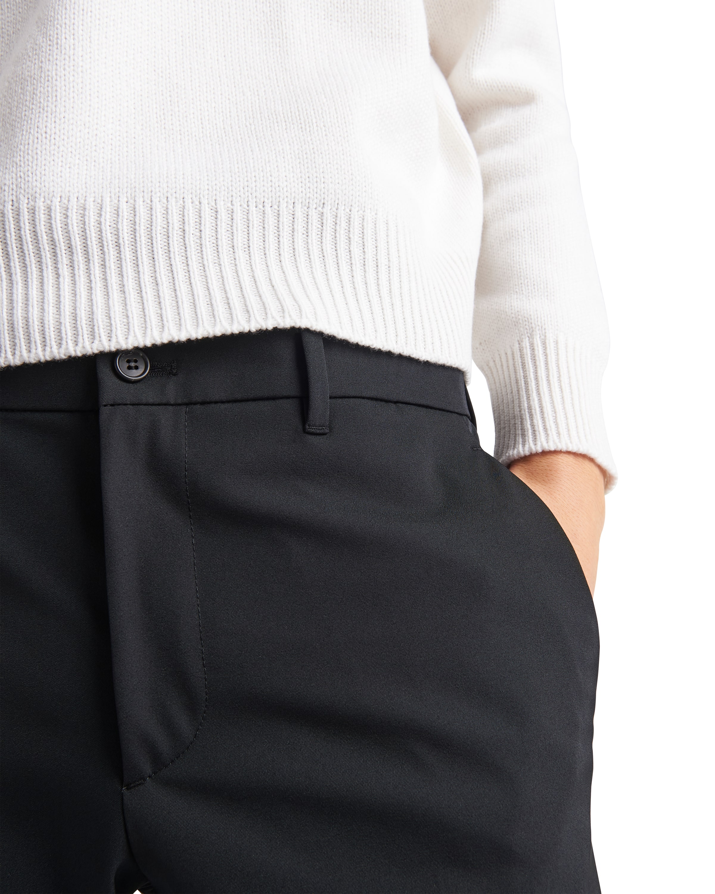Prada Stretch Recycled Polyester Trousers In Black
