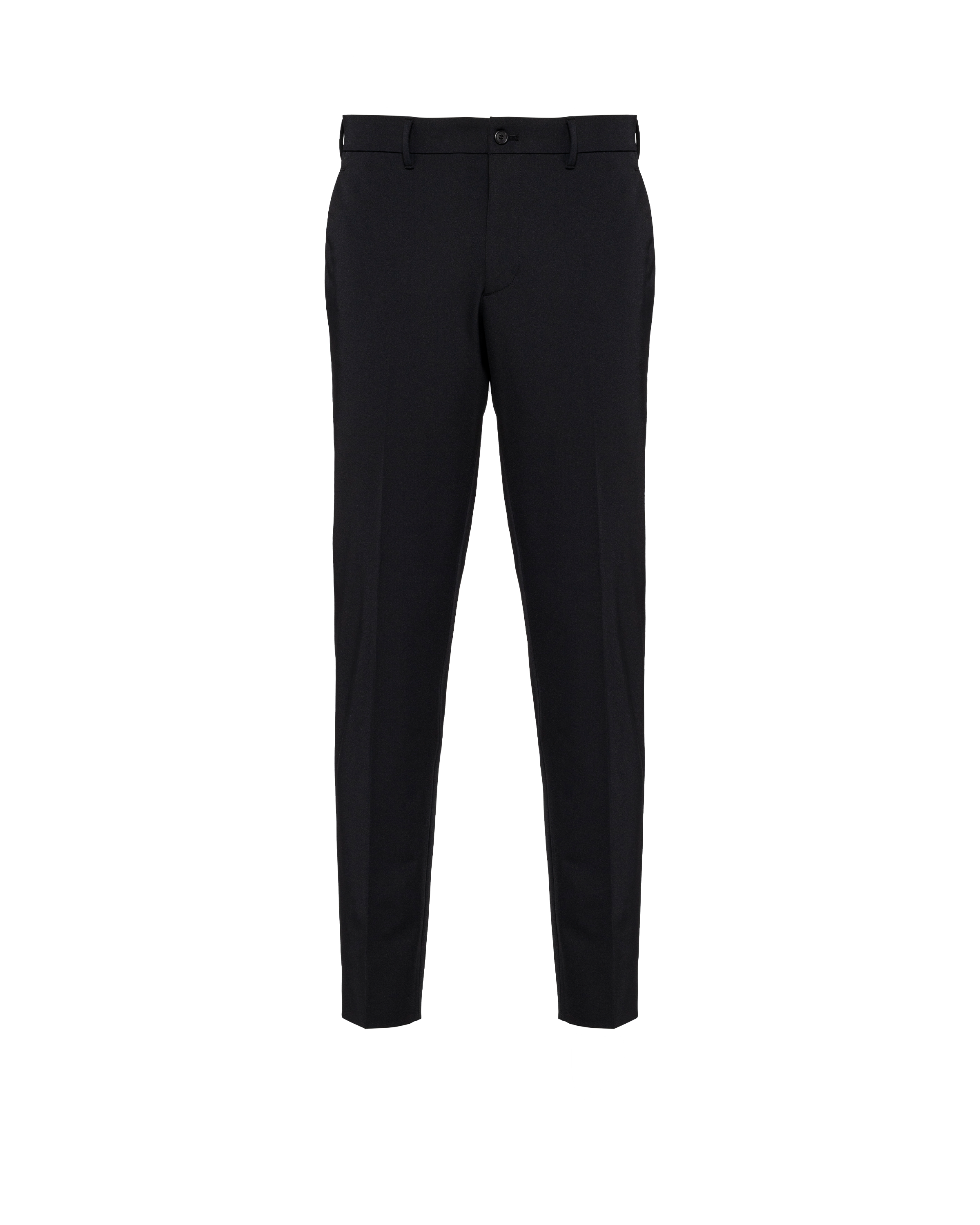 Prada Navy Blue Stretch Wool Pant In Black