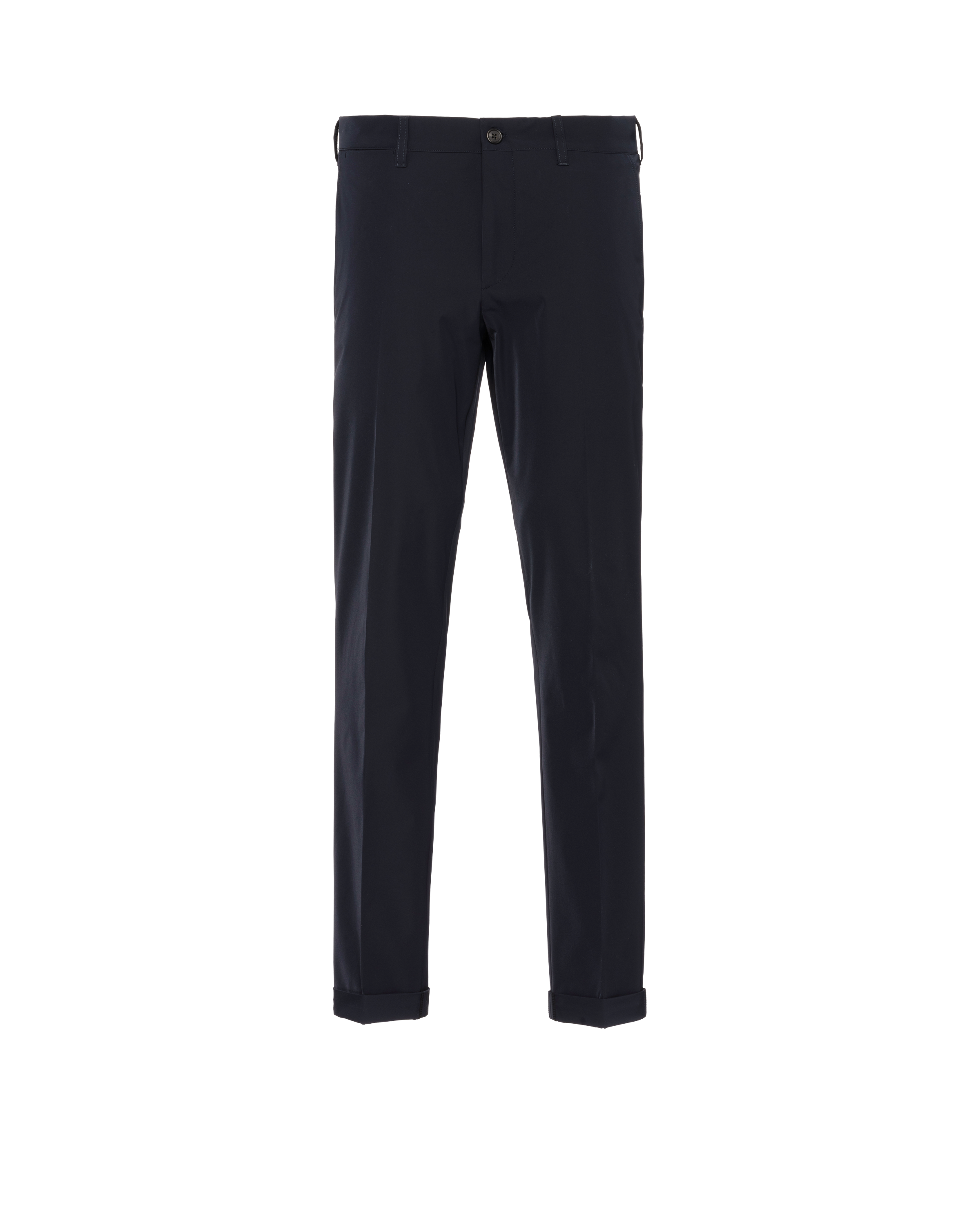 Shop Prada Light Stretch Techno Fabric Trousers In Navy