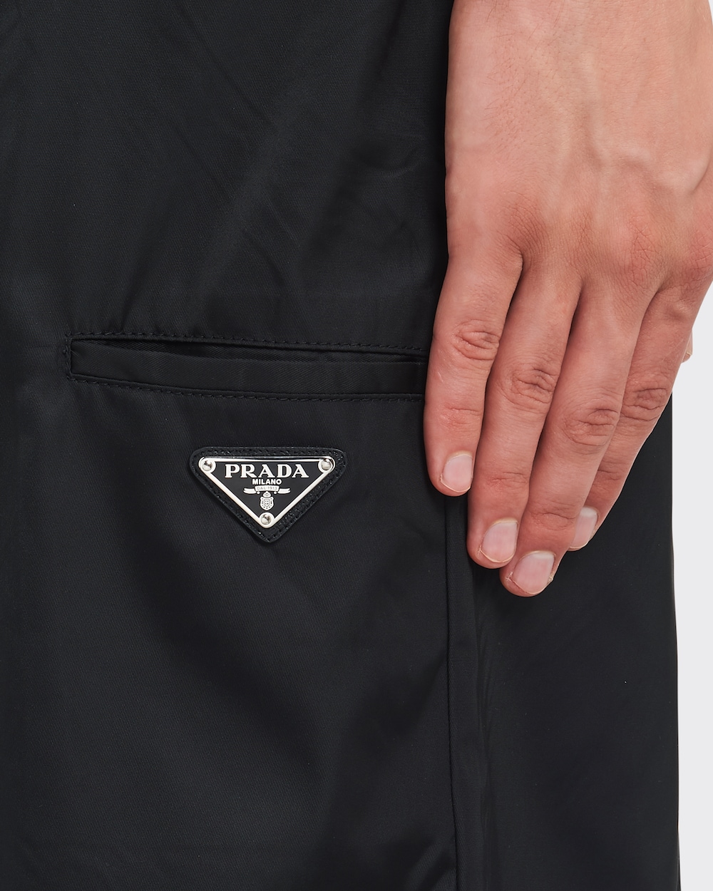 Black Nylon gabardine Bermudas | Prada