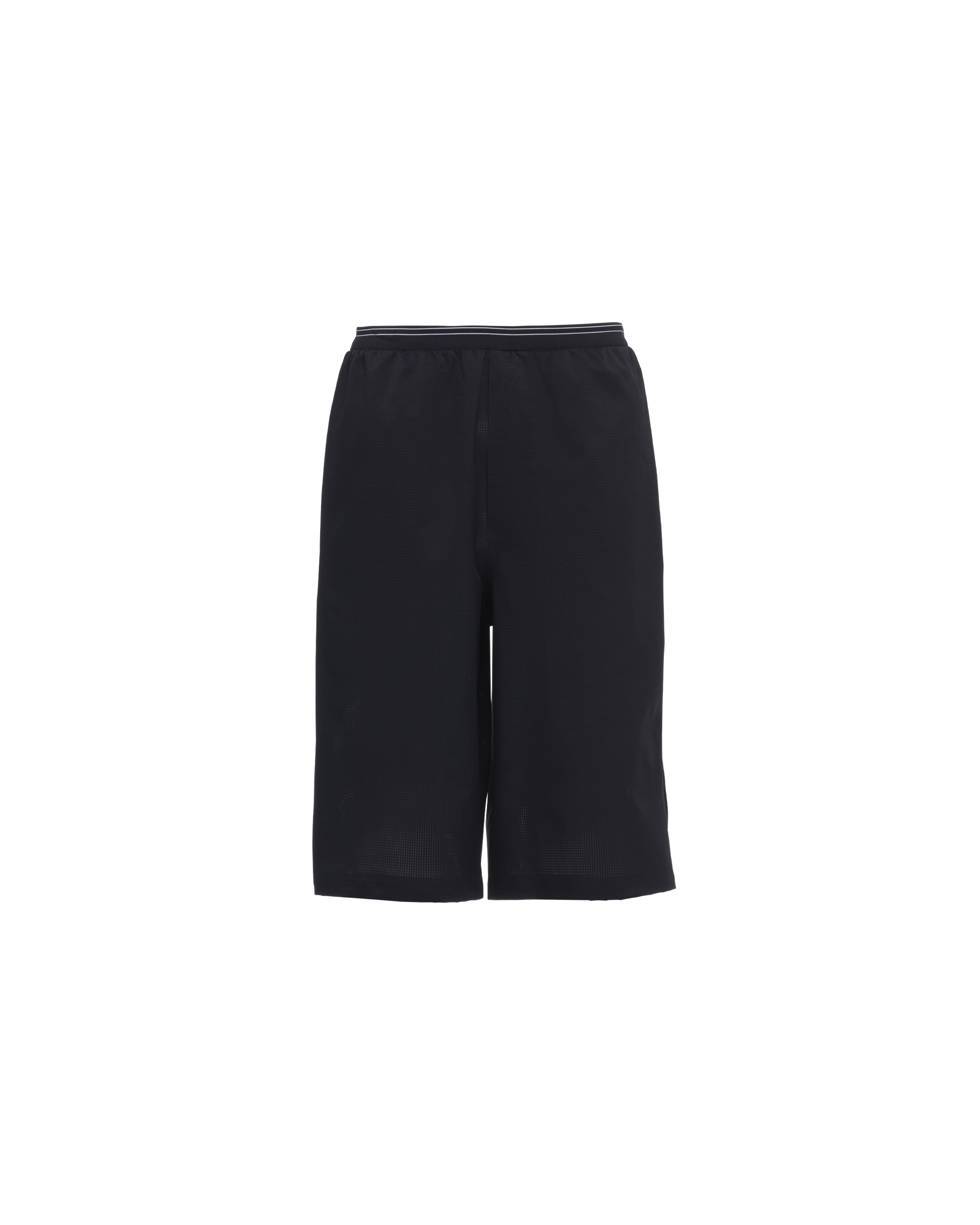 Prada Bermuda En Tissu Technique Stretch Léger, Homme, Noir, Taille L