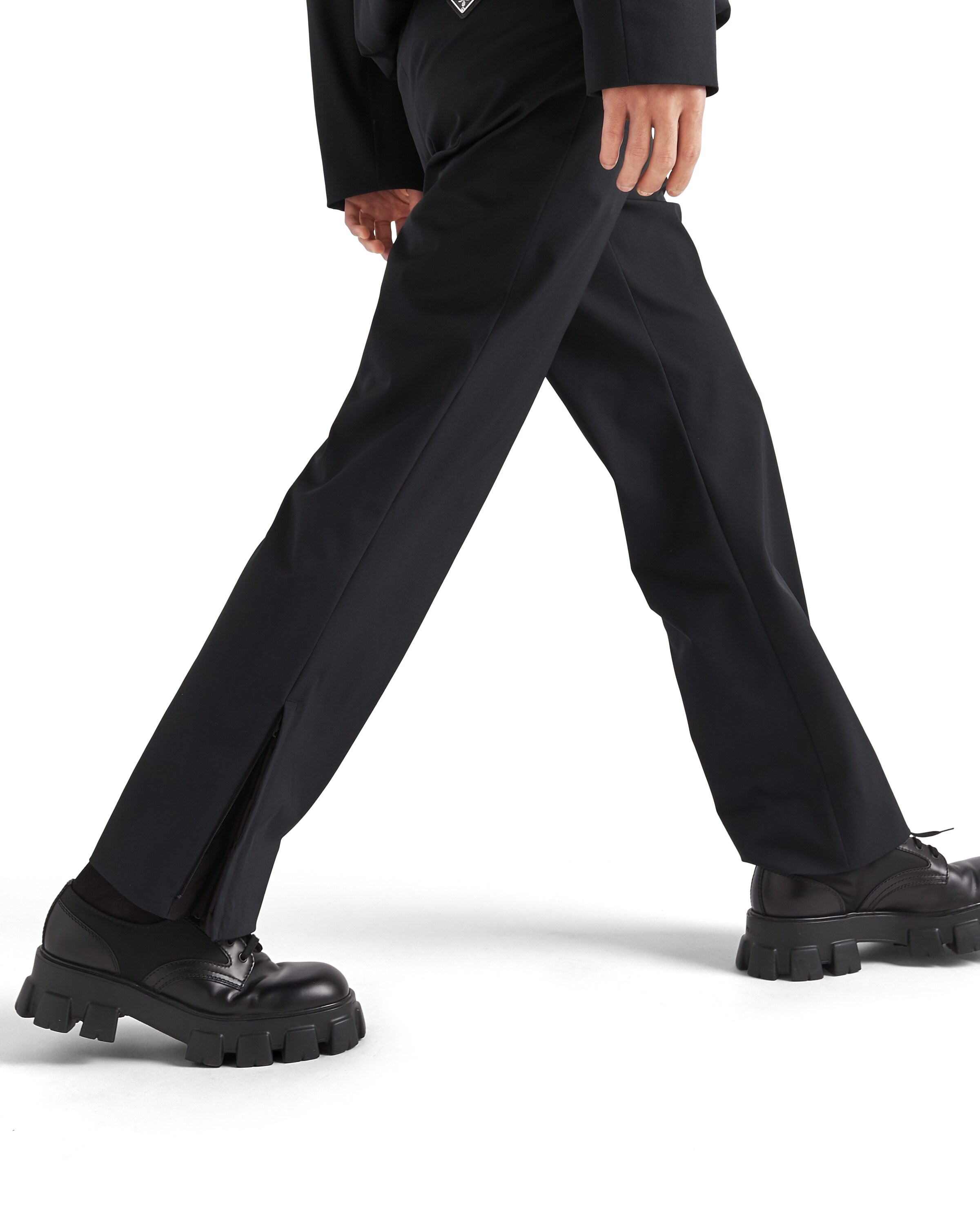 Prada Stretch Technical Fabric Pants In Black