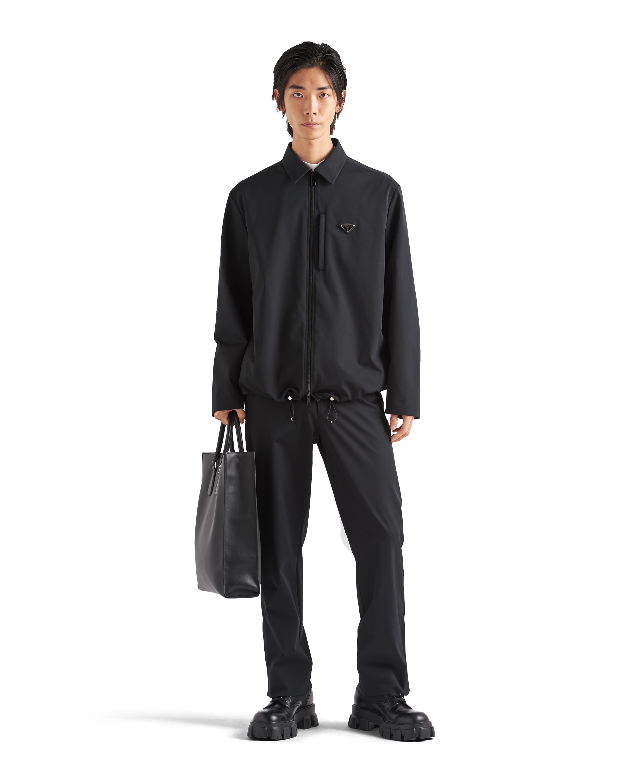 Prada Stretch Technical Fabric Pants In Black