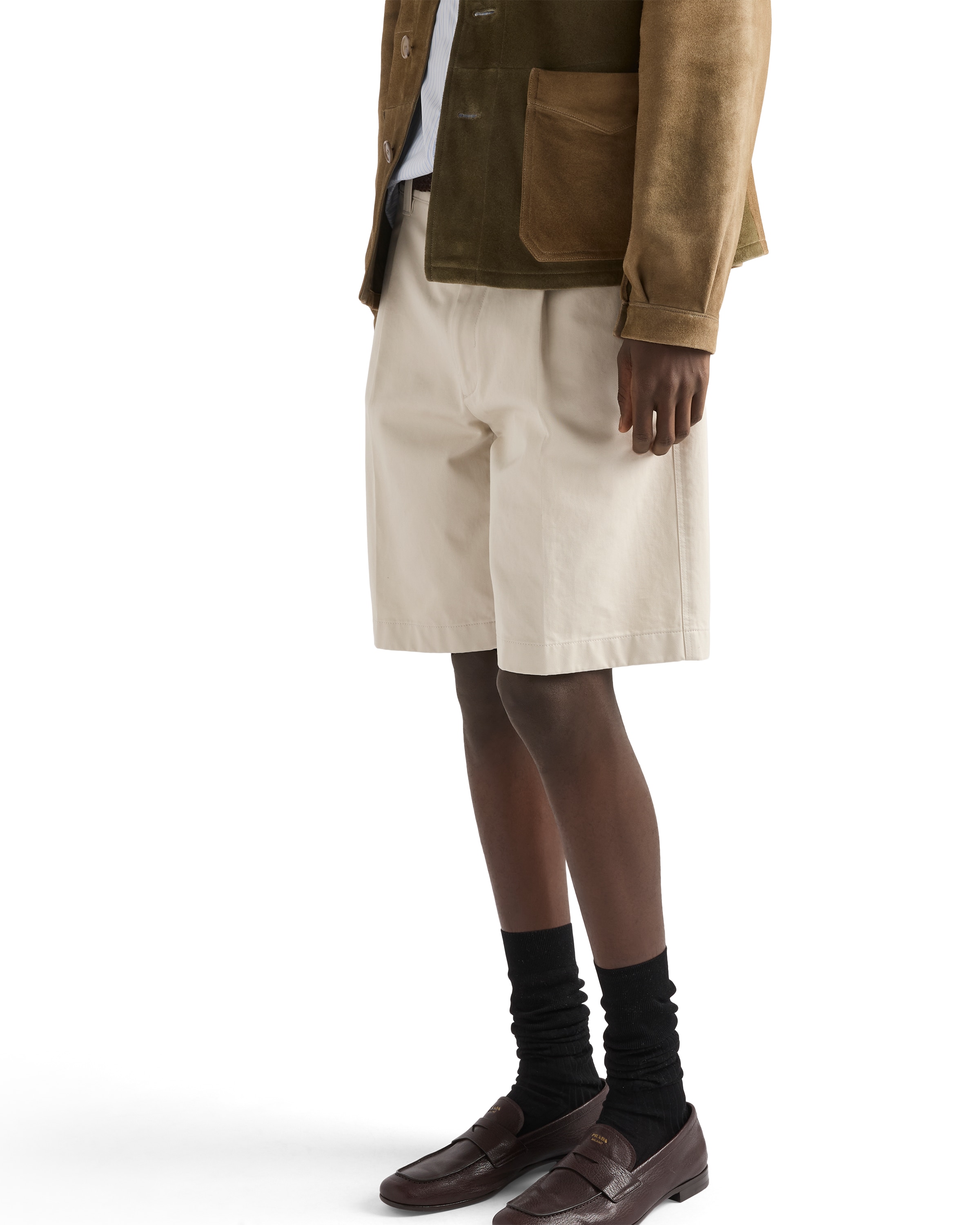Prada Cotton Bermudas In Green