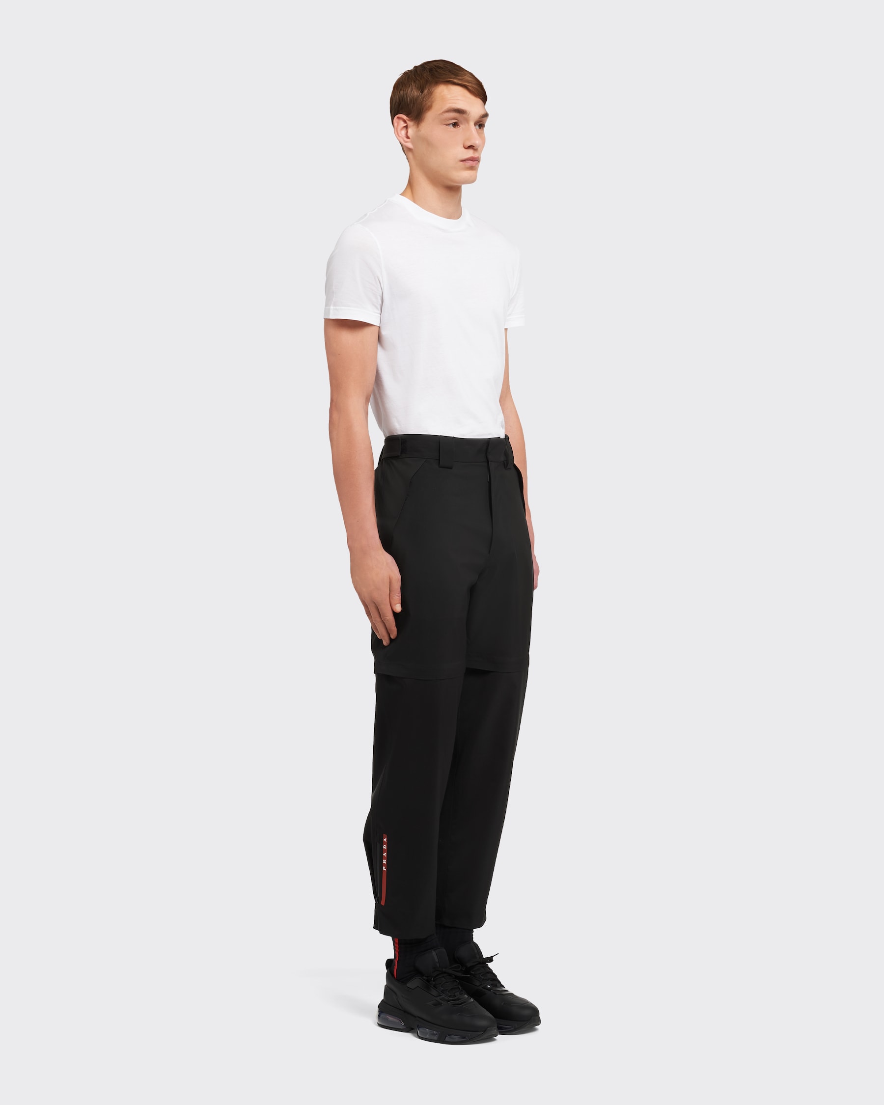 PRADA silk Triangle Triangular Plate Sports Pants Bottoms black 36S