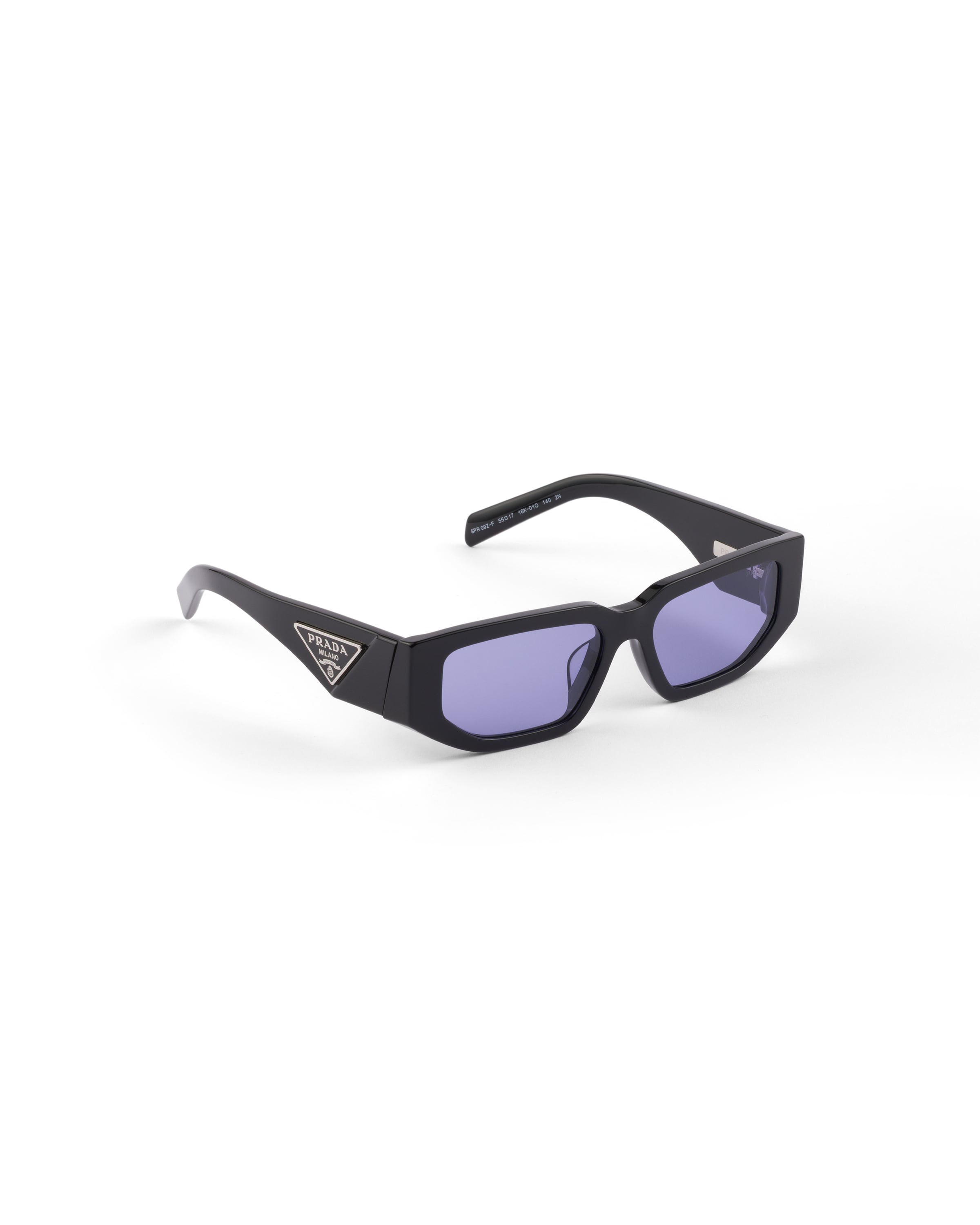 Prada Triangle-logo Rectangle-frame Sunglasses In Black