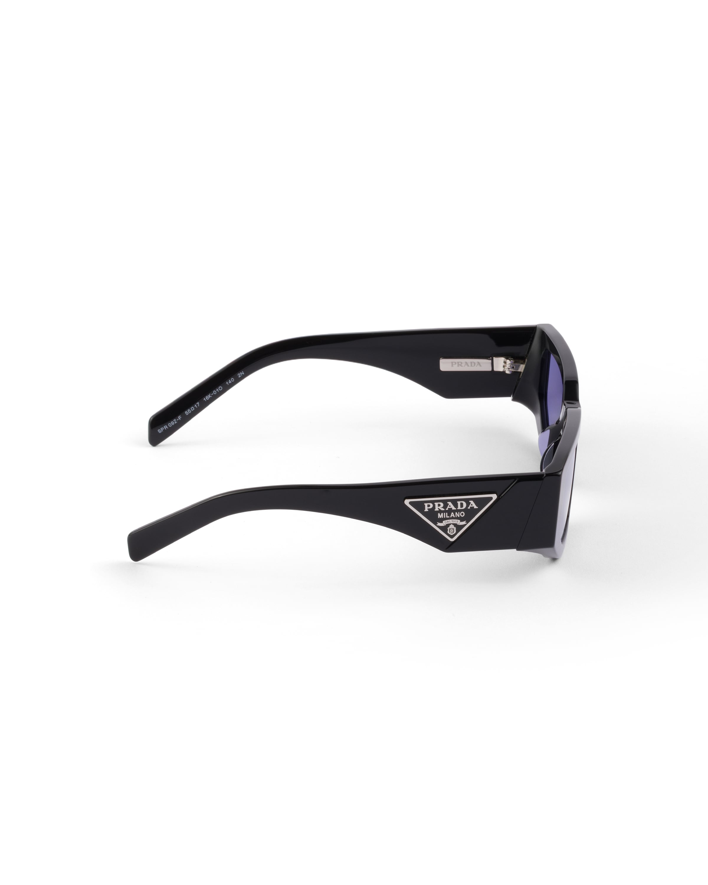 Prada Triangle-logo Rectangle-frame Sunglasses In Black