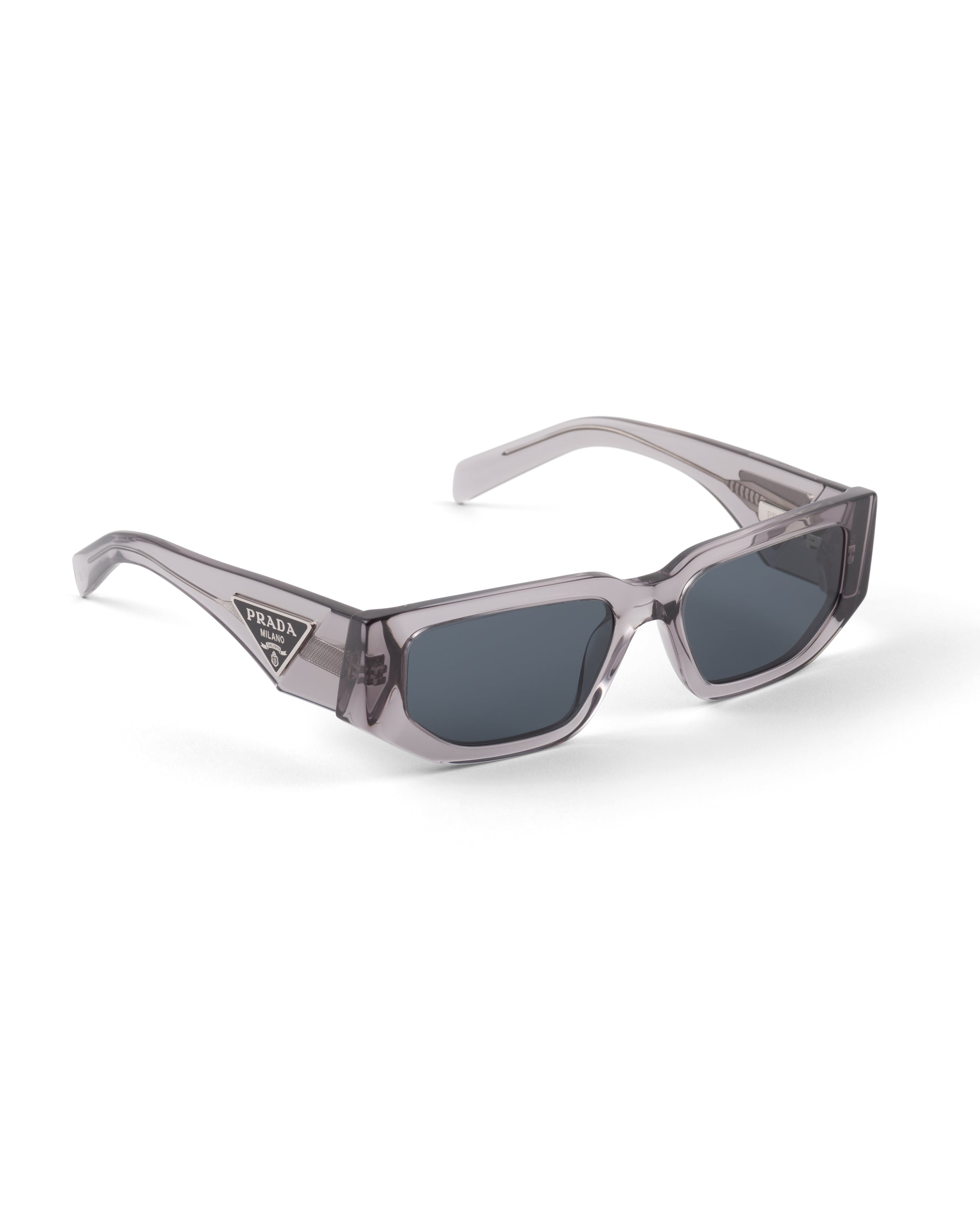 Prada Sunglasses With Triangle Logo In Graphite Lenses