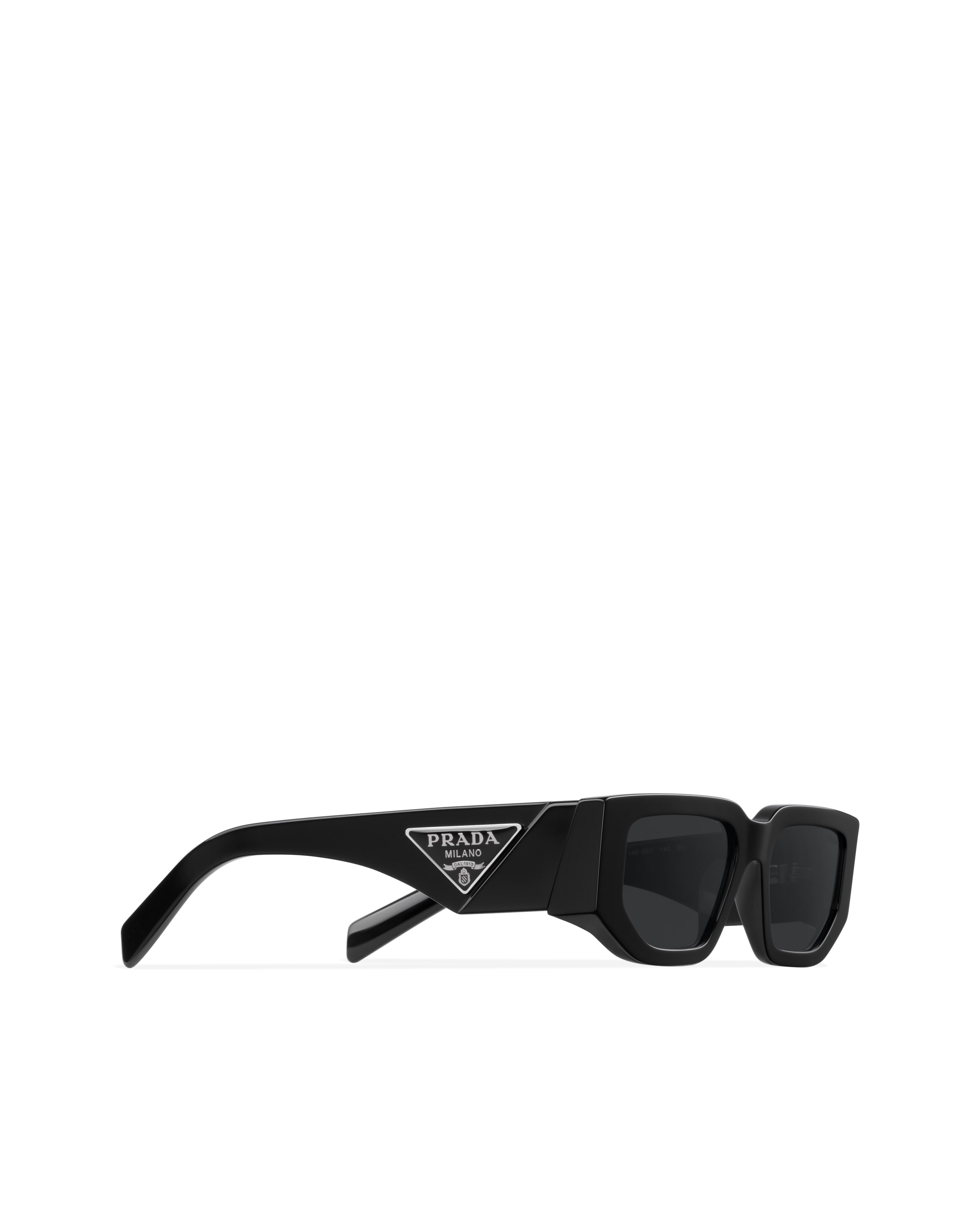 Prada Womens Black Pr 09zs Rectangle-frame Acetate Sunglasses In Slate Gray Lenses