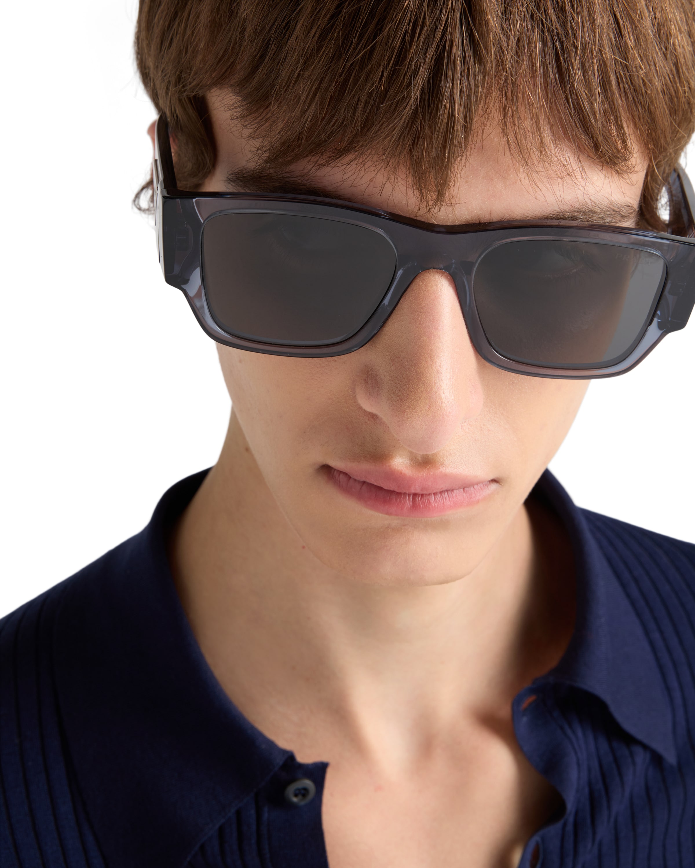 Prada Sunglasses With Triangle Logo In Blue