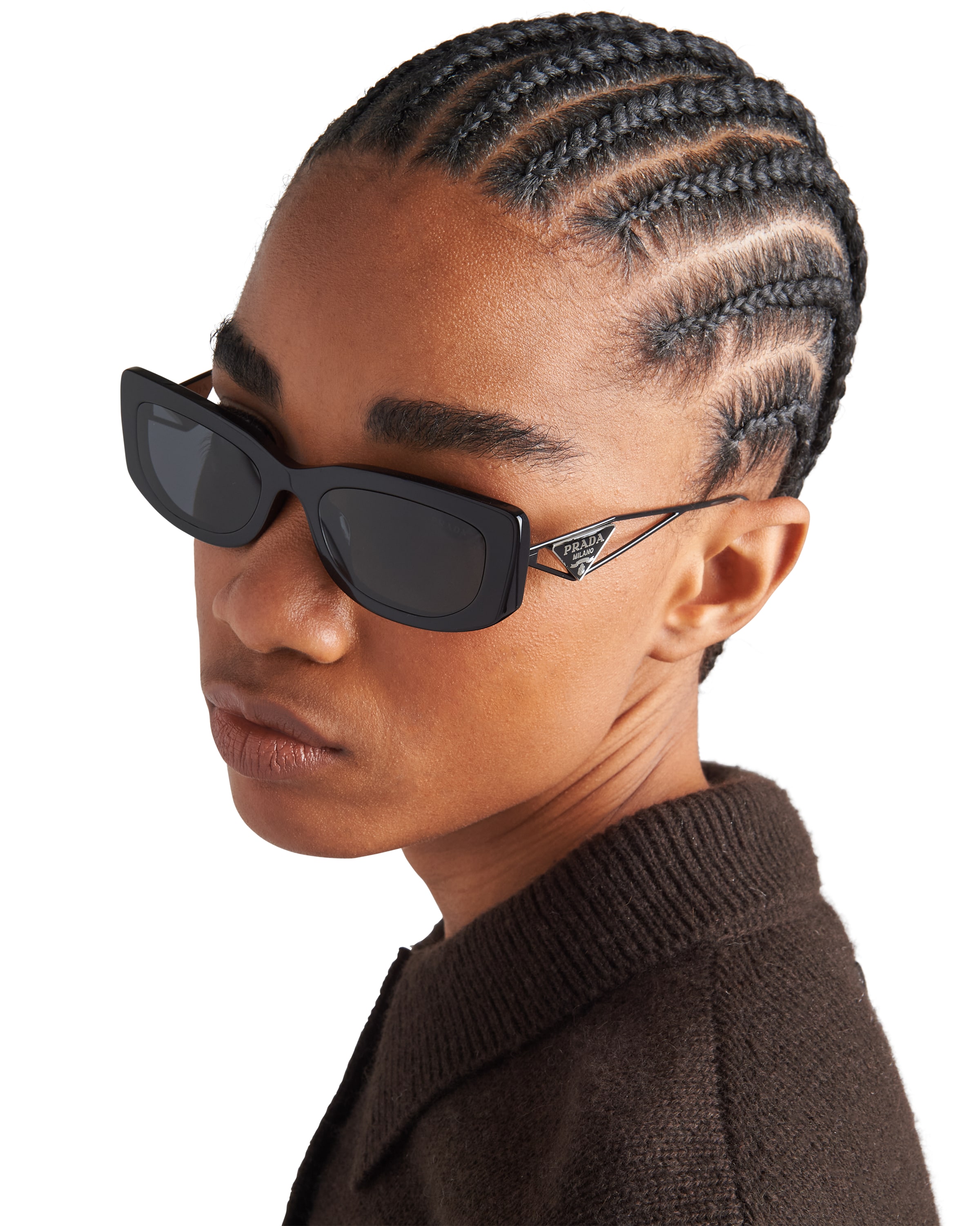 Prada Eyewear Spr14yc053e1ab Rectangular Sunglasses In Black