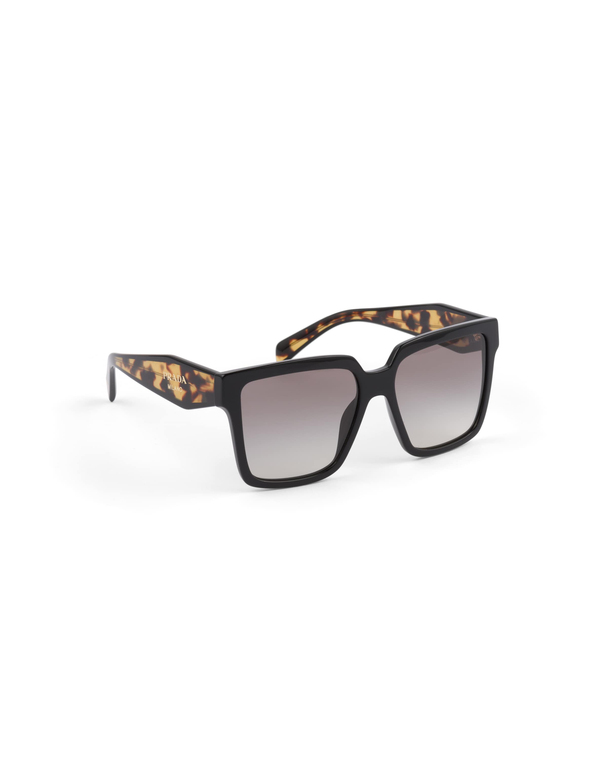 Prada Sunglasses With Logo In Gradient Anthracite Gray Lenses