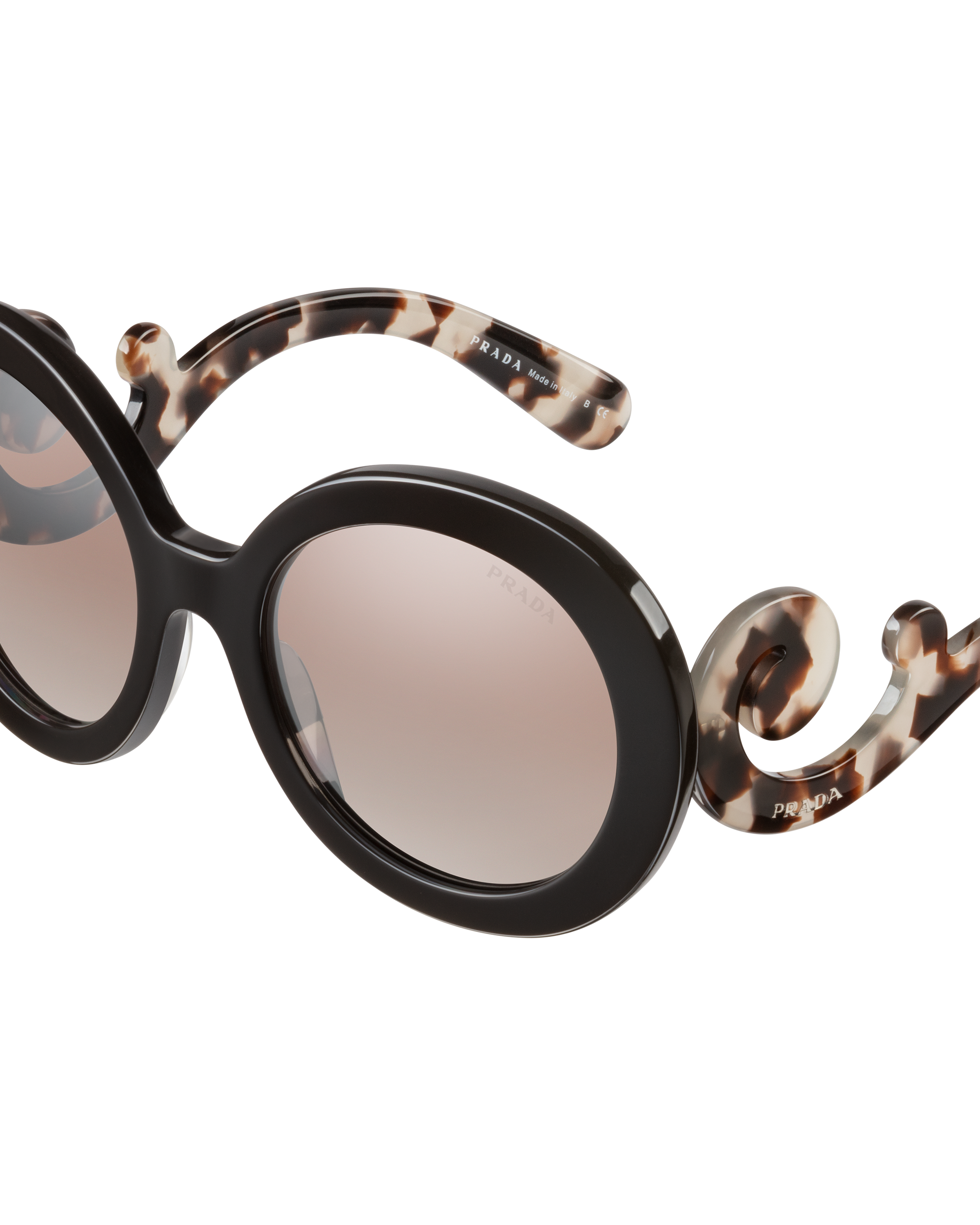 prada minimal baroque 54mm round sunglasses