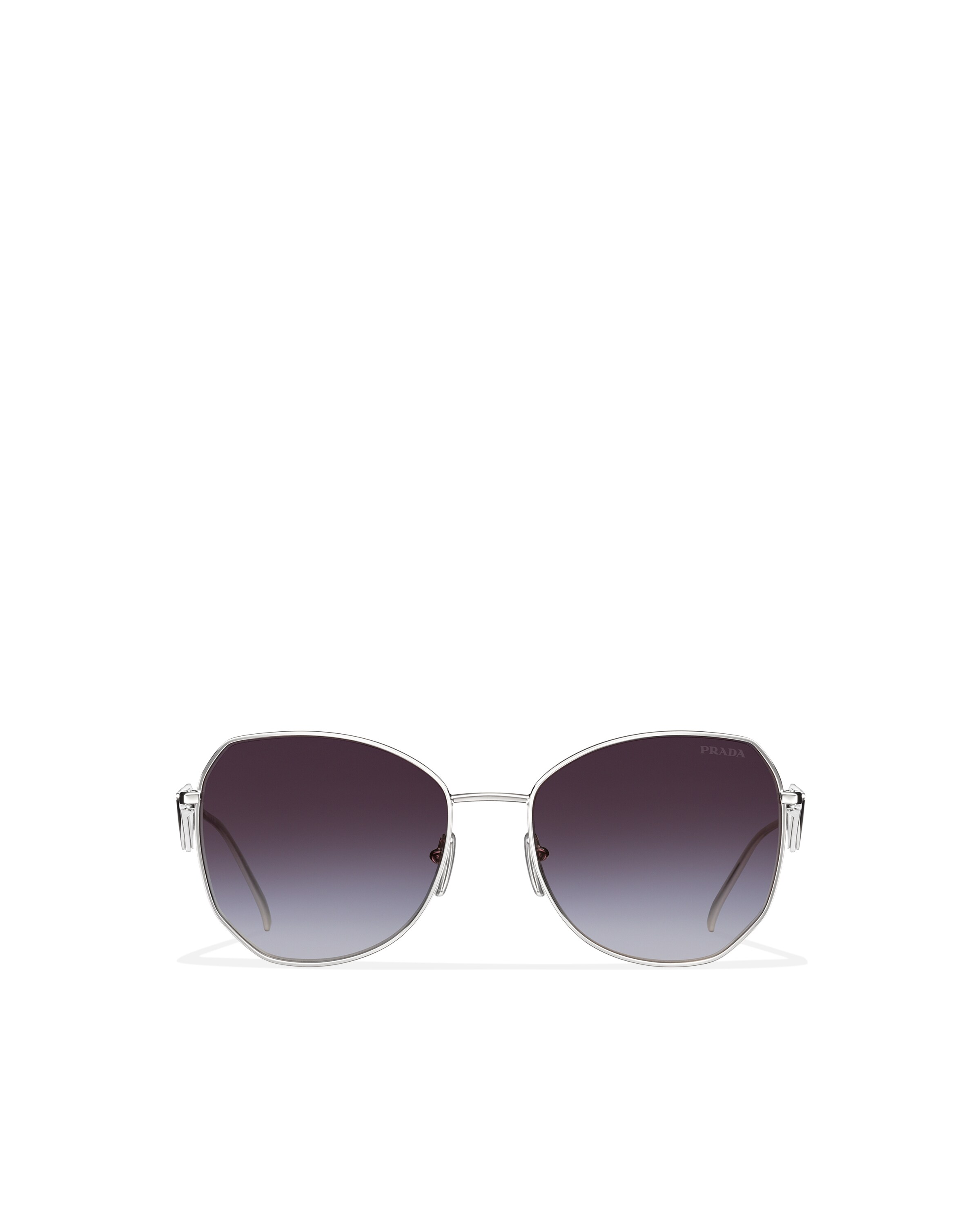 Prada Sunglasses With Triangle Logo In Silver