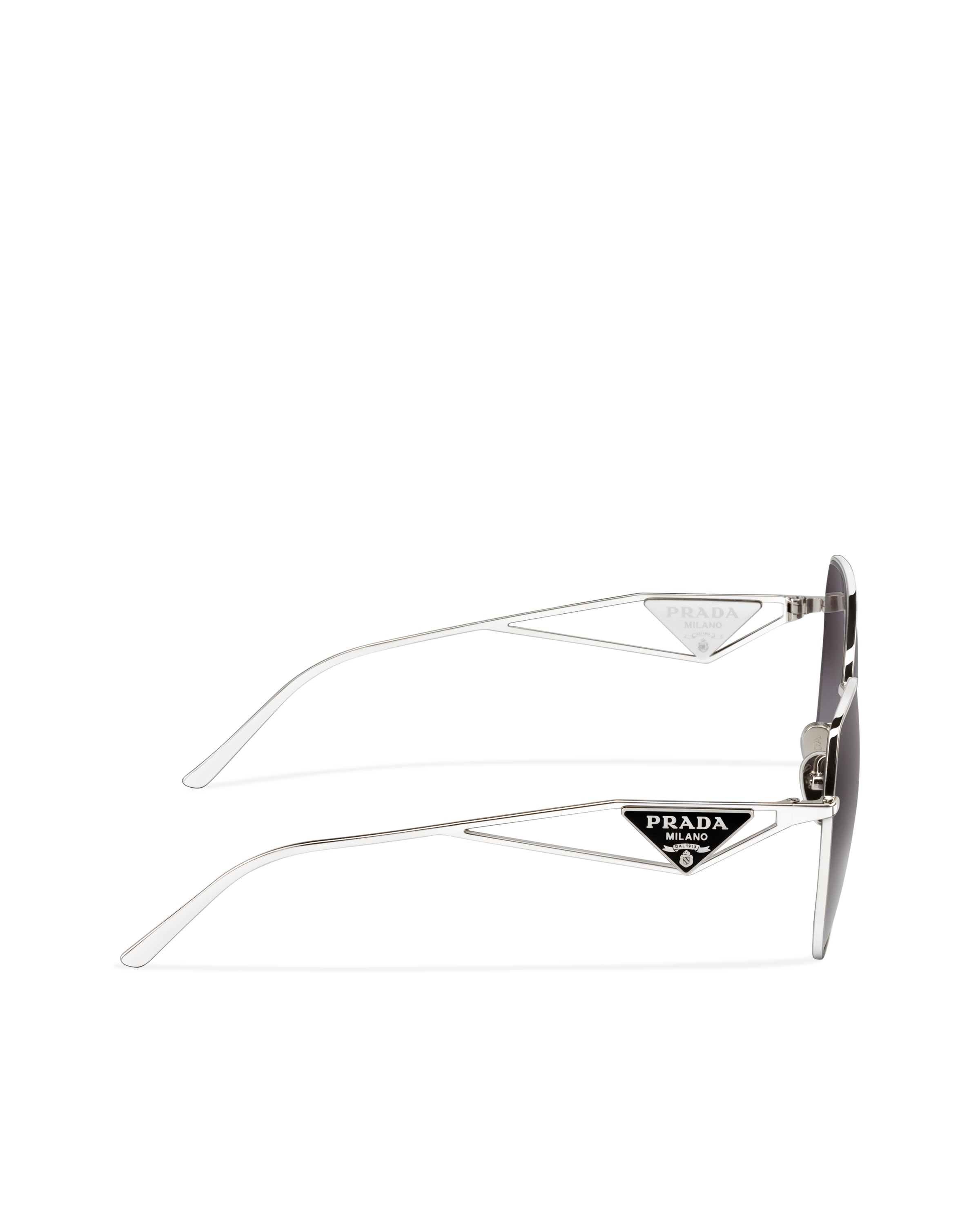 Prada Sunglasses With Triangle Logo In Silver