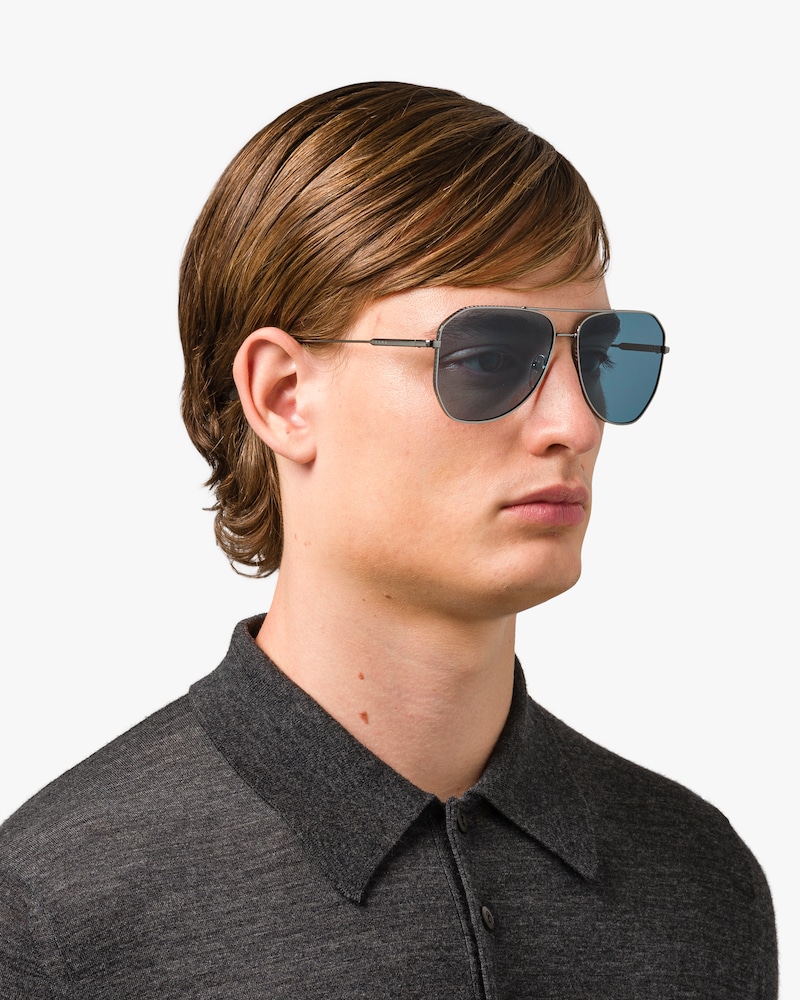 prada blue aviator sunglasses